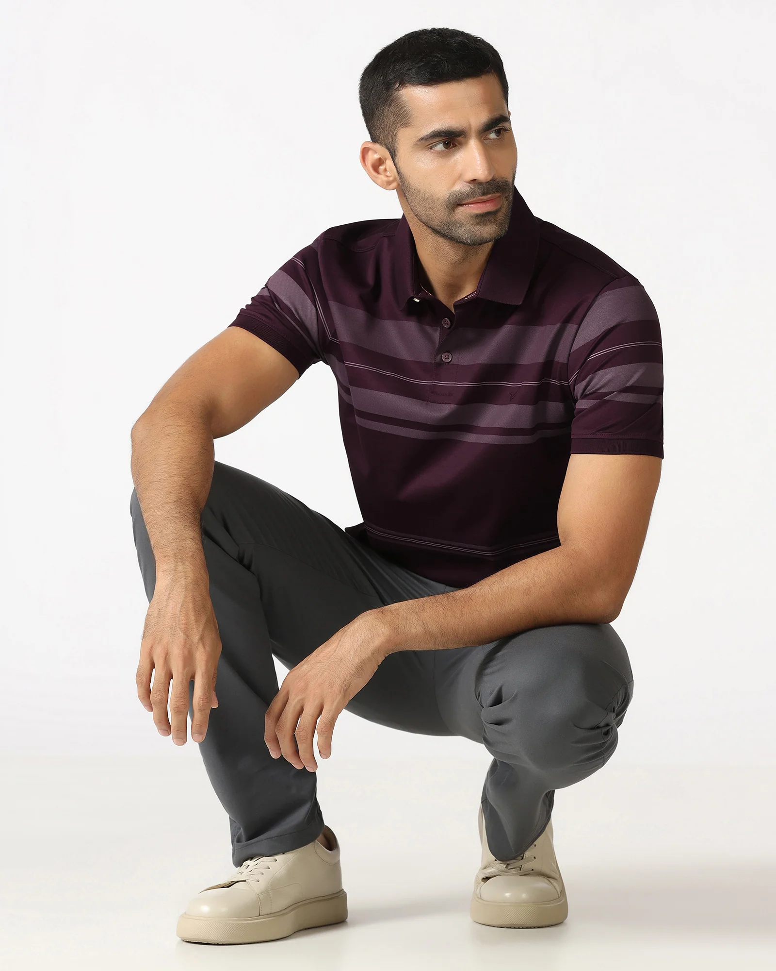 Cherry Lacquer Stripe Polo - Tuck - Image 8
