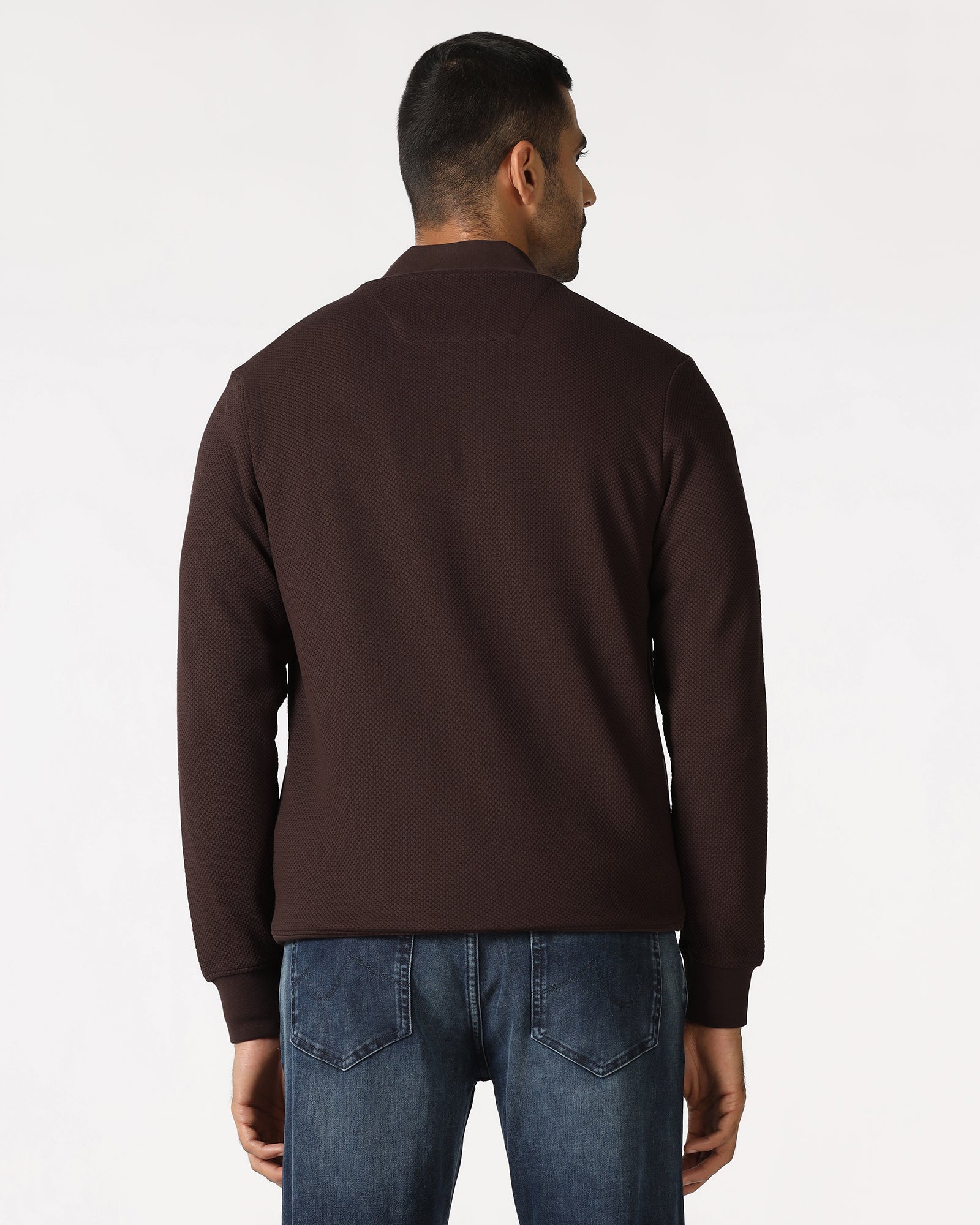 Chocolate Sauce Bomber Neck Textured Sweatshirt - Triumph - Image 2