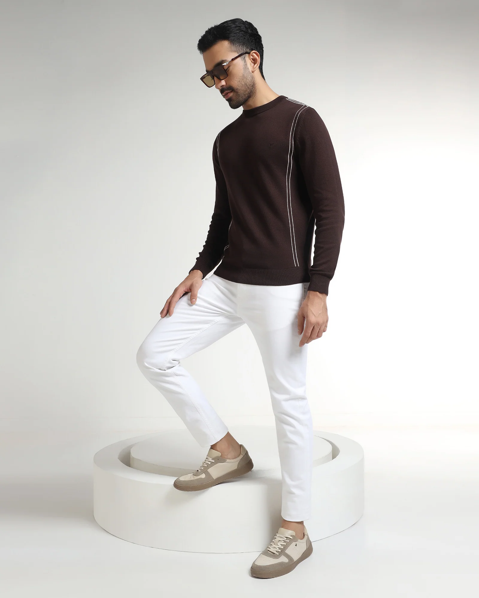 Chocolate Sauce Crew Neck Solid Sweater - George - Image 5