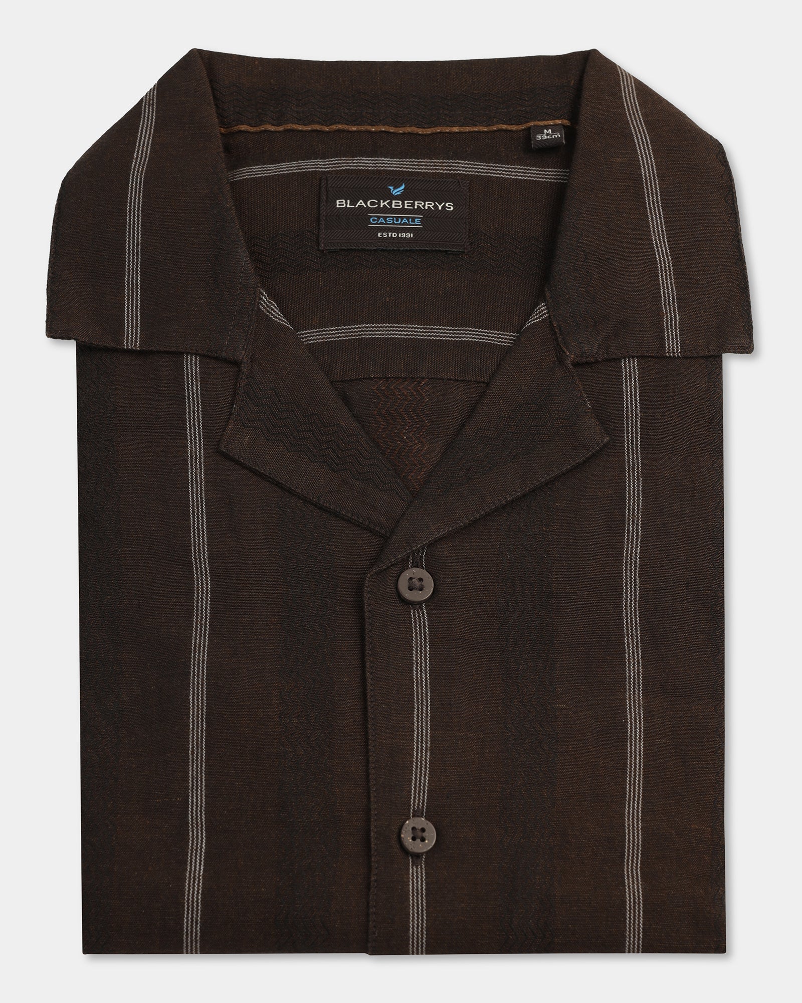 Chocolate Sauce Half Sleeve Linen Stripe Shirt - Ramiro - Image 5