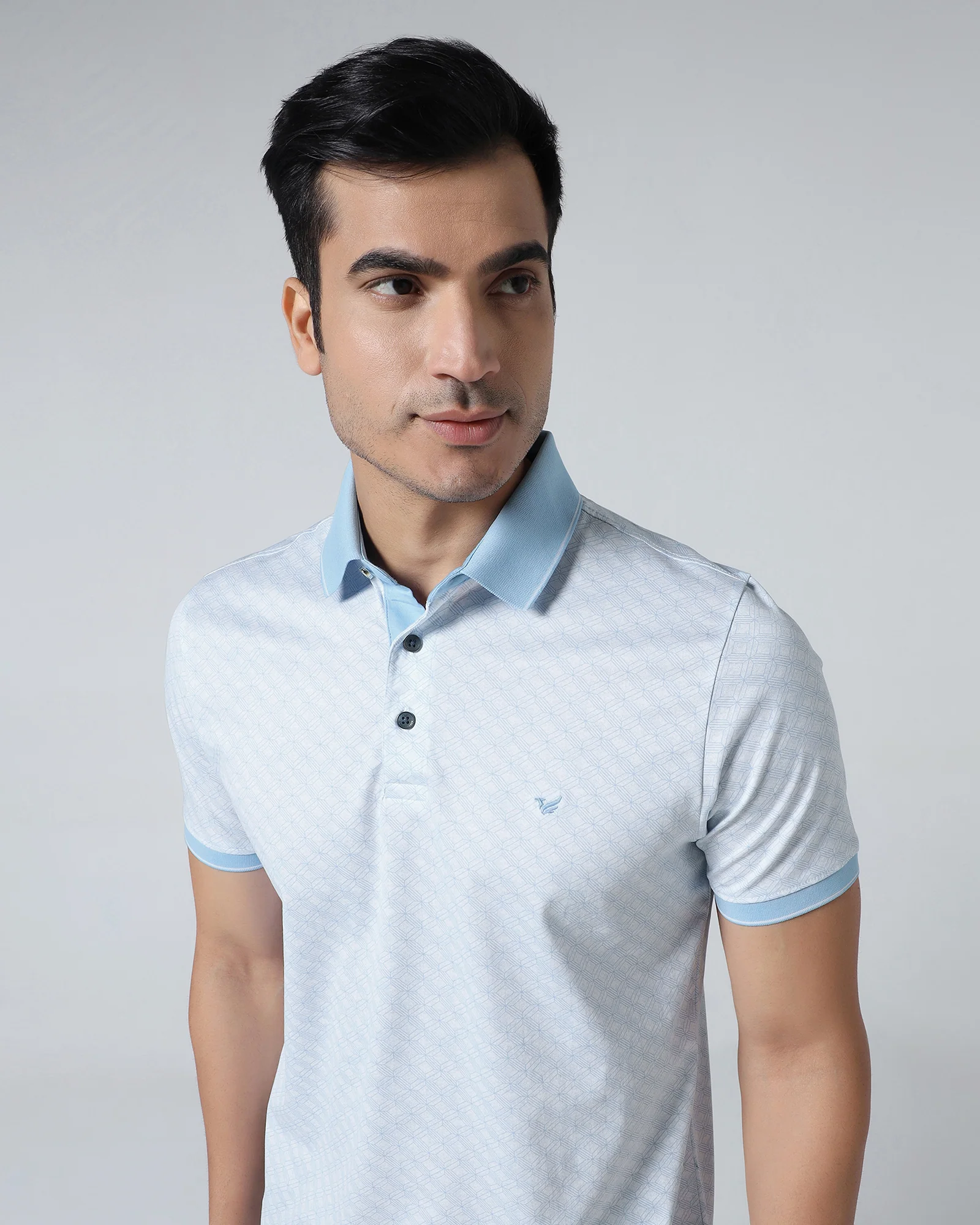 Cool Blue Printed Polo - Cross - Image 4