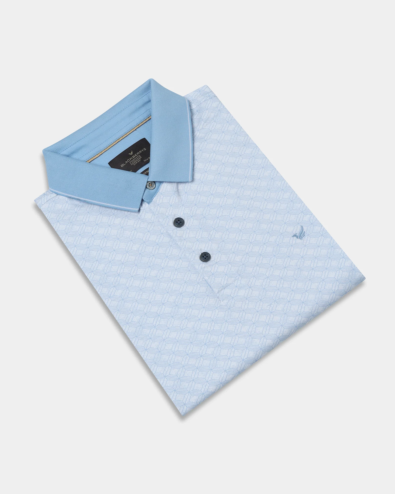 Cool Blue Printed Polo - Cross - Image 5
