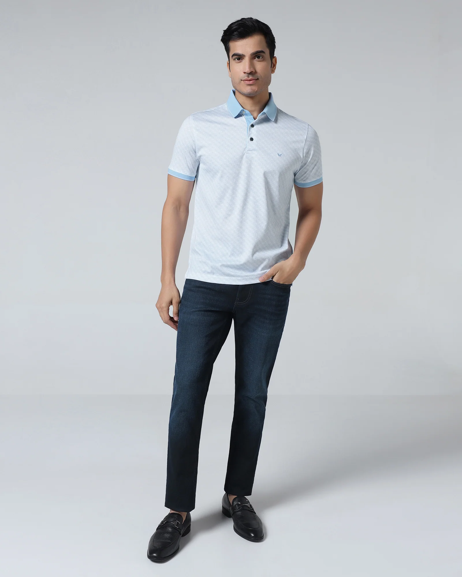 Cool Blue Printed Polo - Cross - Image 9