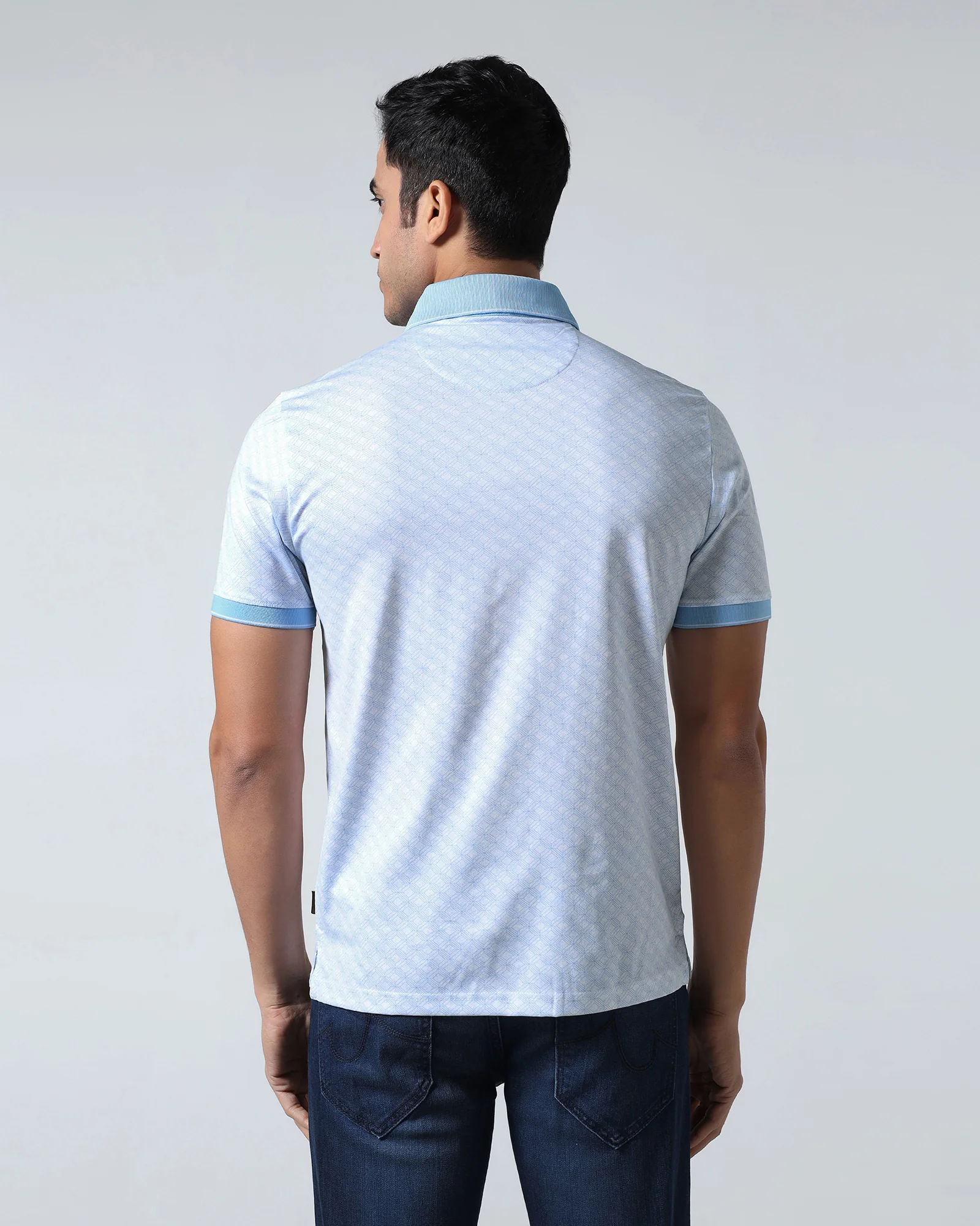 Cool Blue Printed Polo - Cross - Image 2