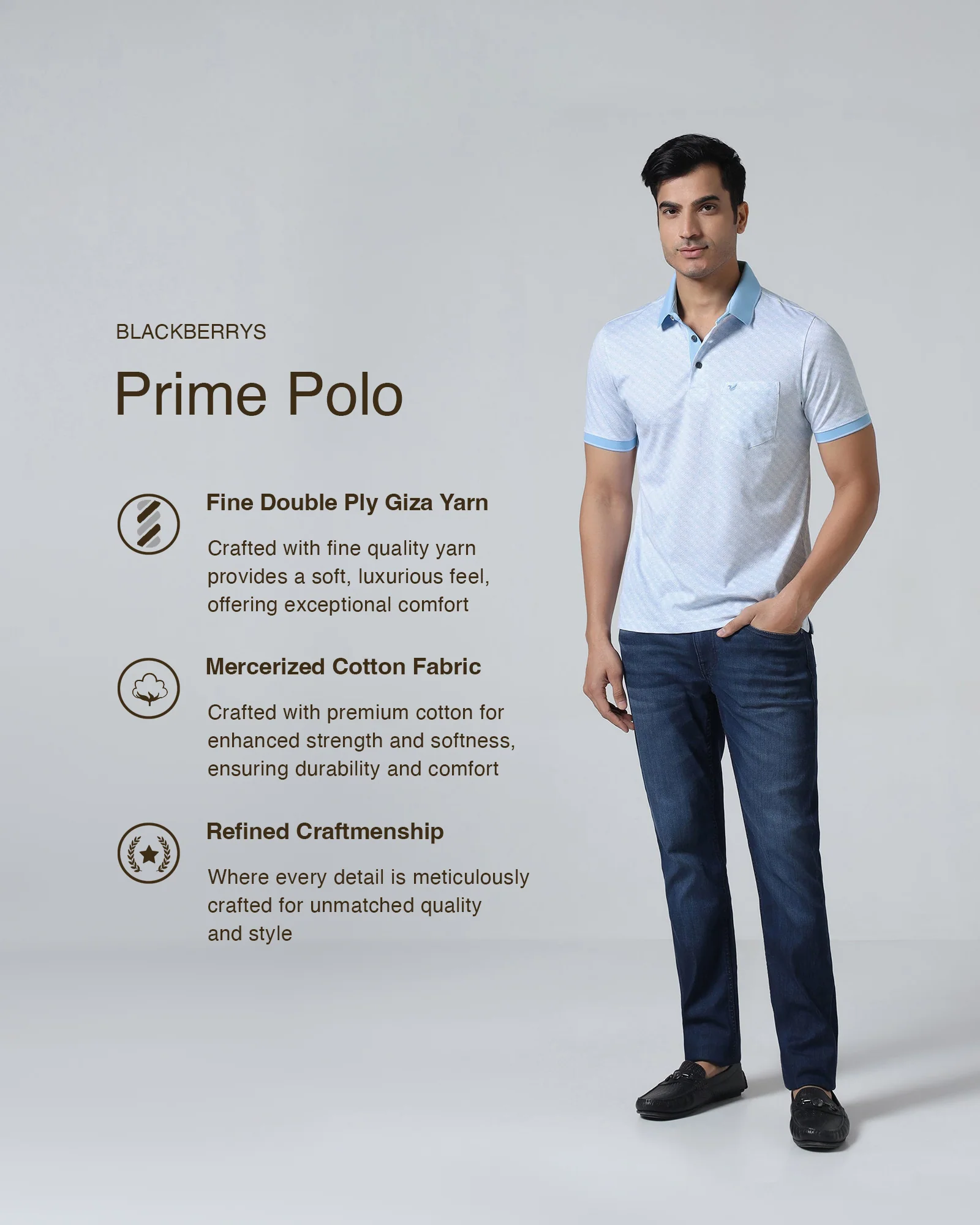 Cool Blue Printed Polo - Cross - Image 3