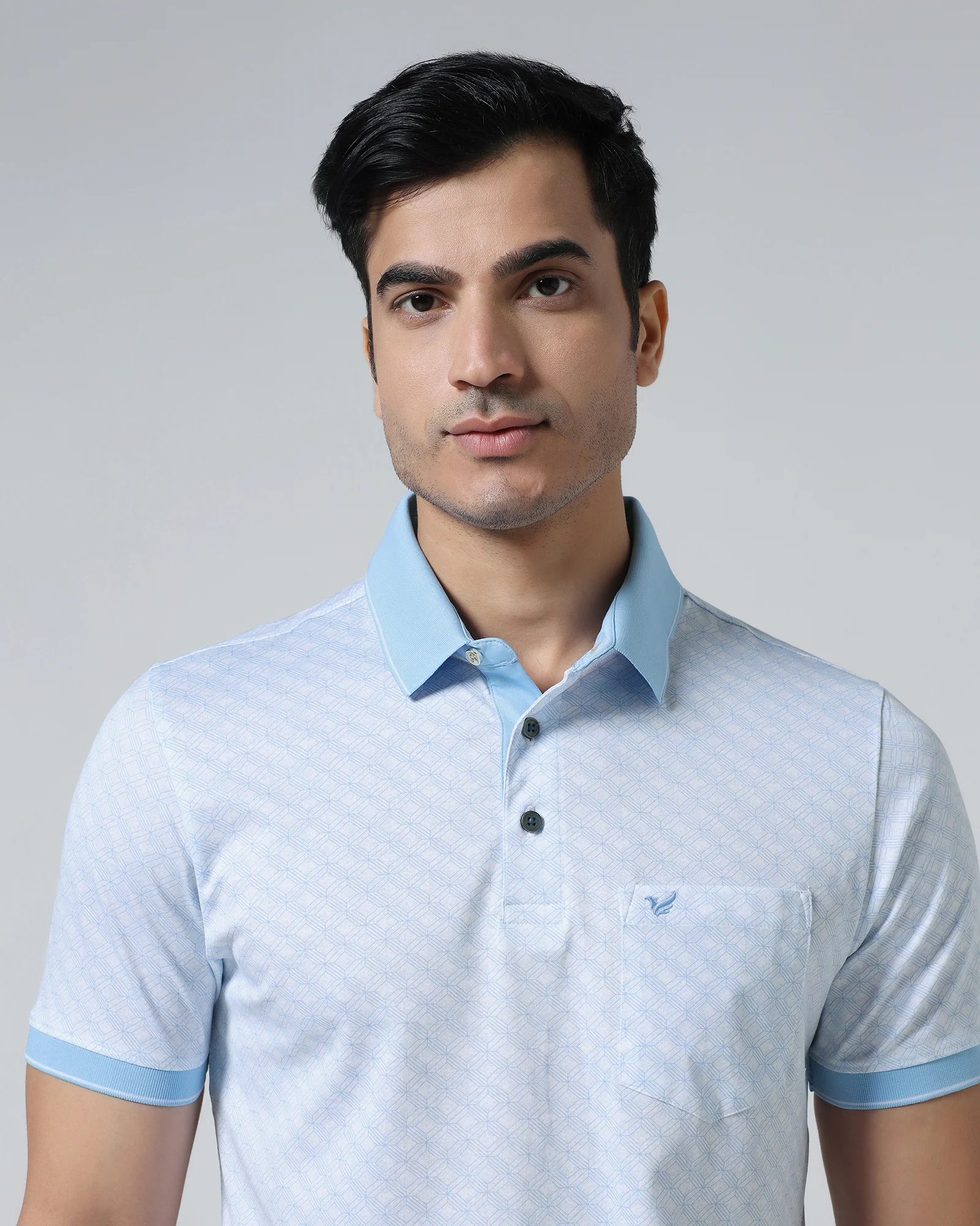 Cool Blue Printed Polo - Cross - Image 4