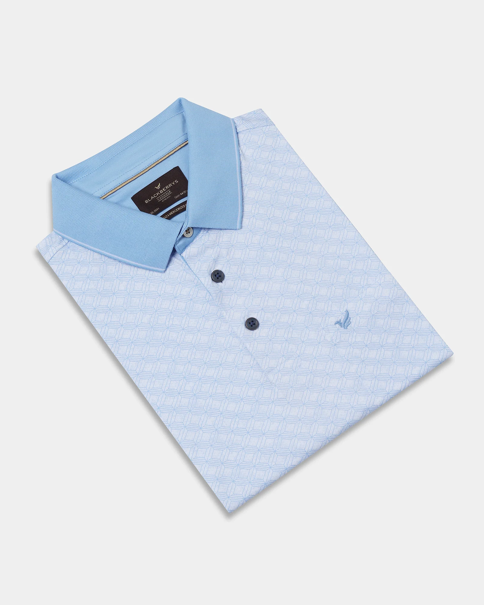 Cool Blue Printed Polo - Cross - Image 5