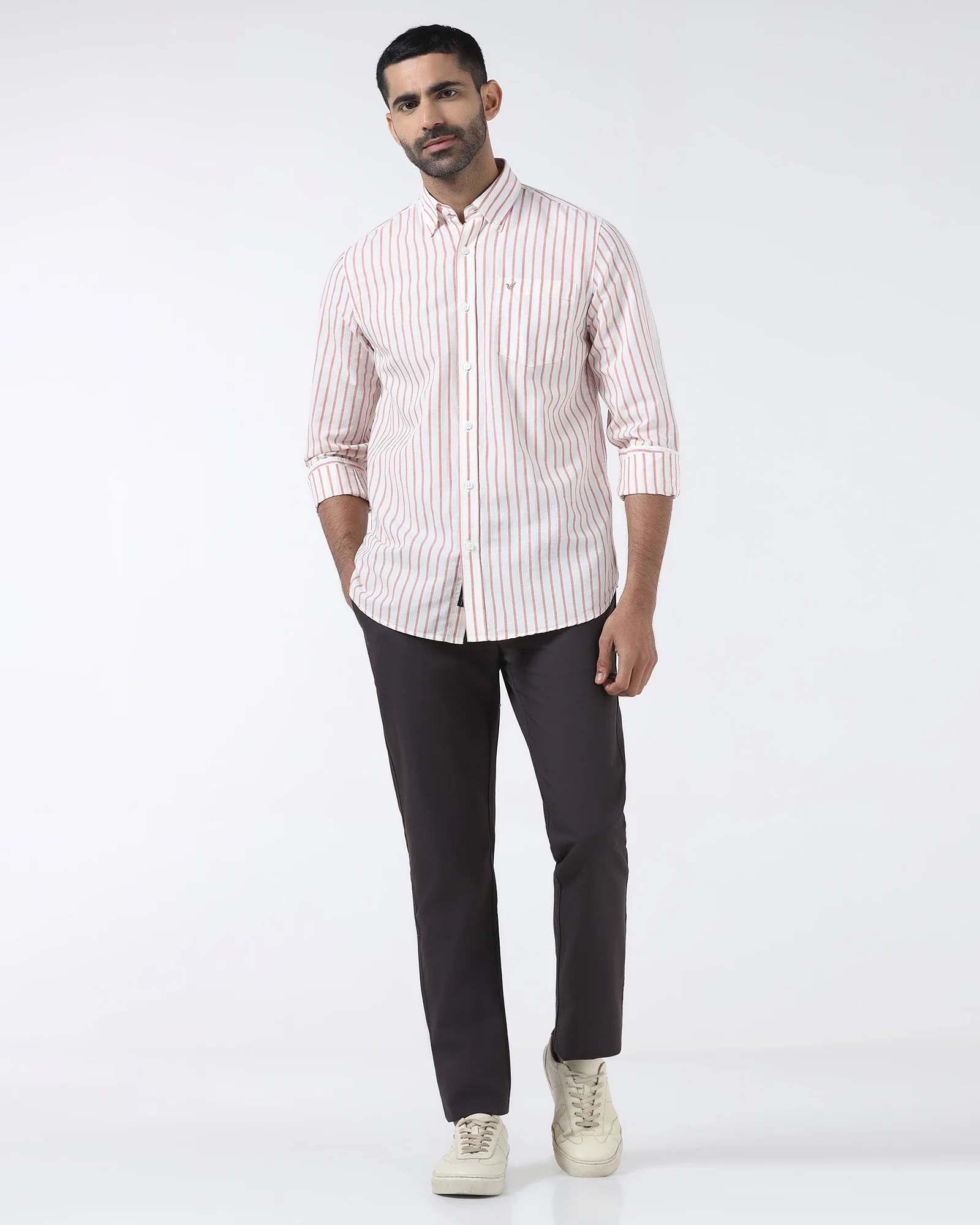 Coral Linen Stripe Shirt - Marzel - Image 3