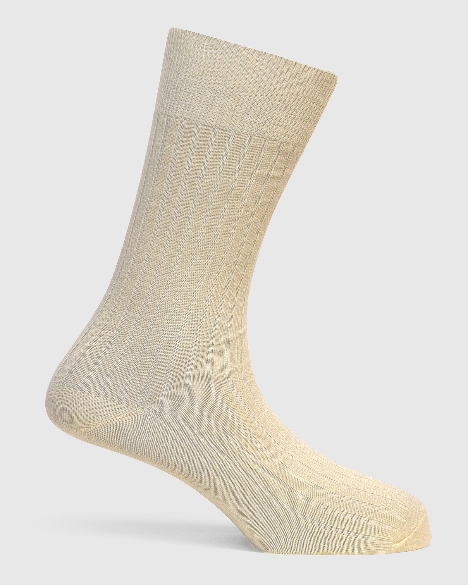 Cotton Beige Knitted Socks - Thai - Image 2