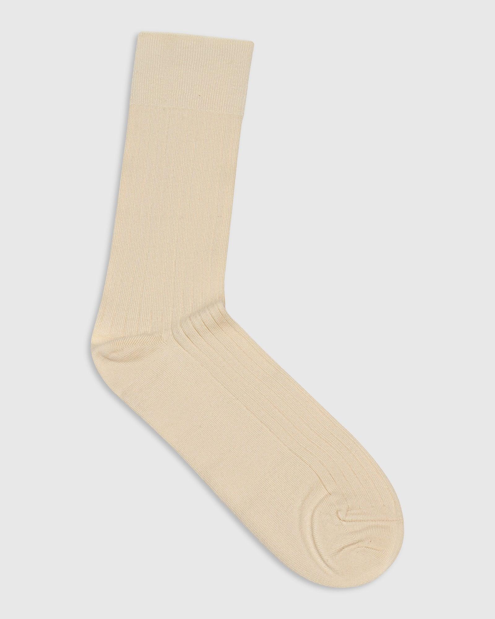 Cotton Beige Knitted Socks - Thai - Image 4