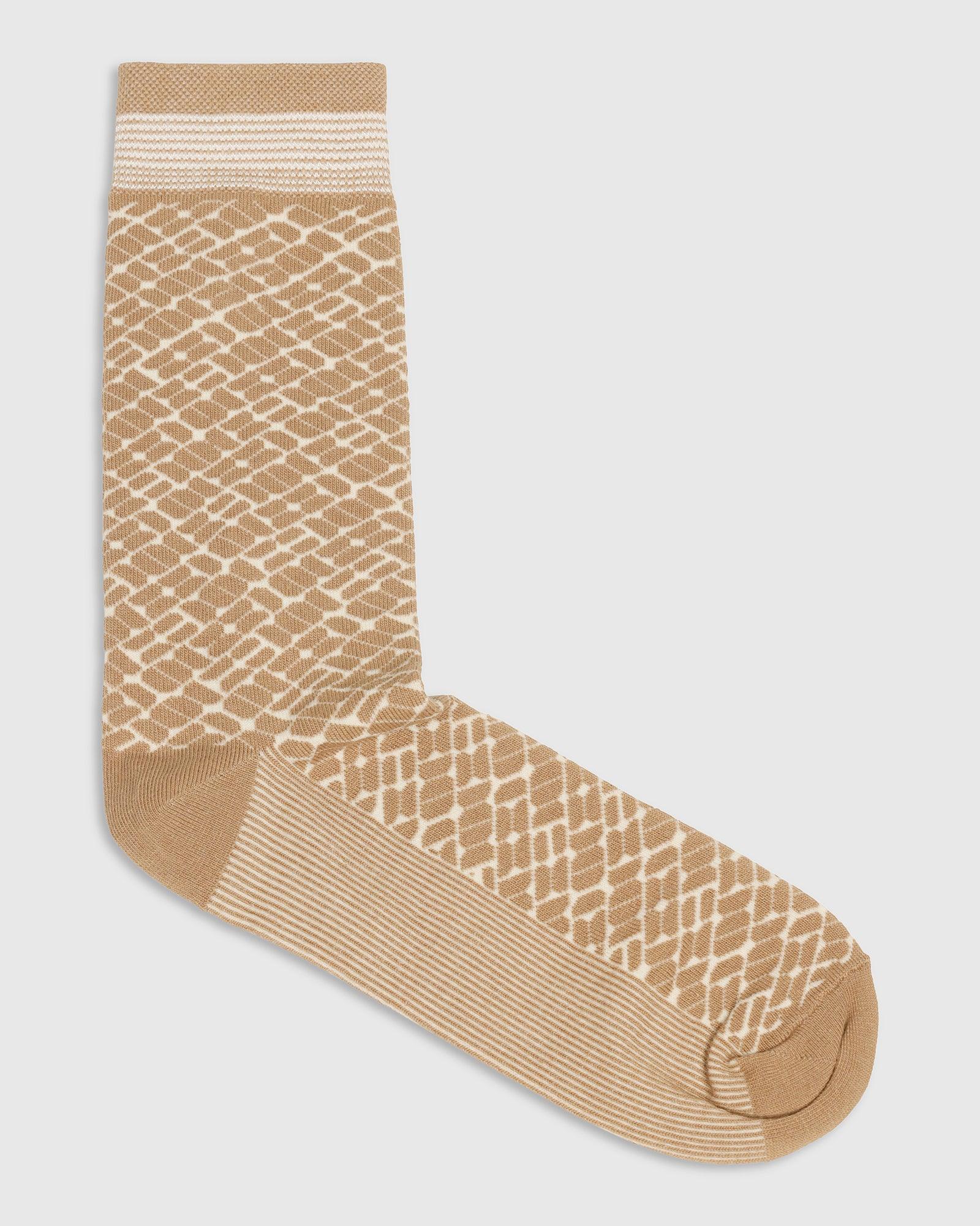 Cotton Beige Knitted Socks - Sadio - Image 3