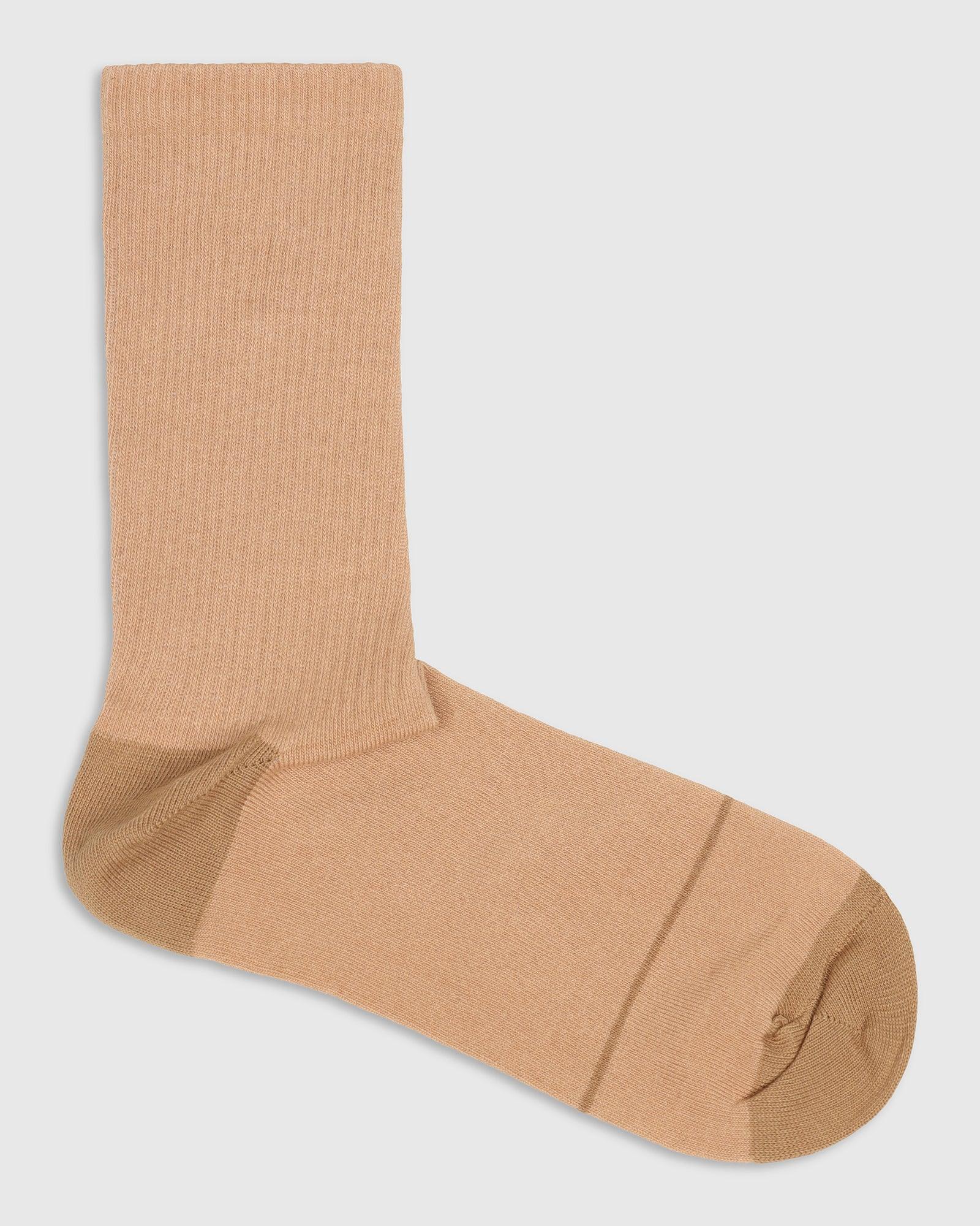 Cotton Beige Knitted Socks - Snow - Image 3