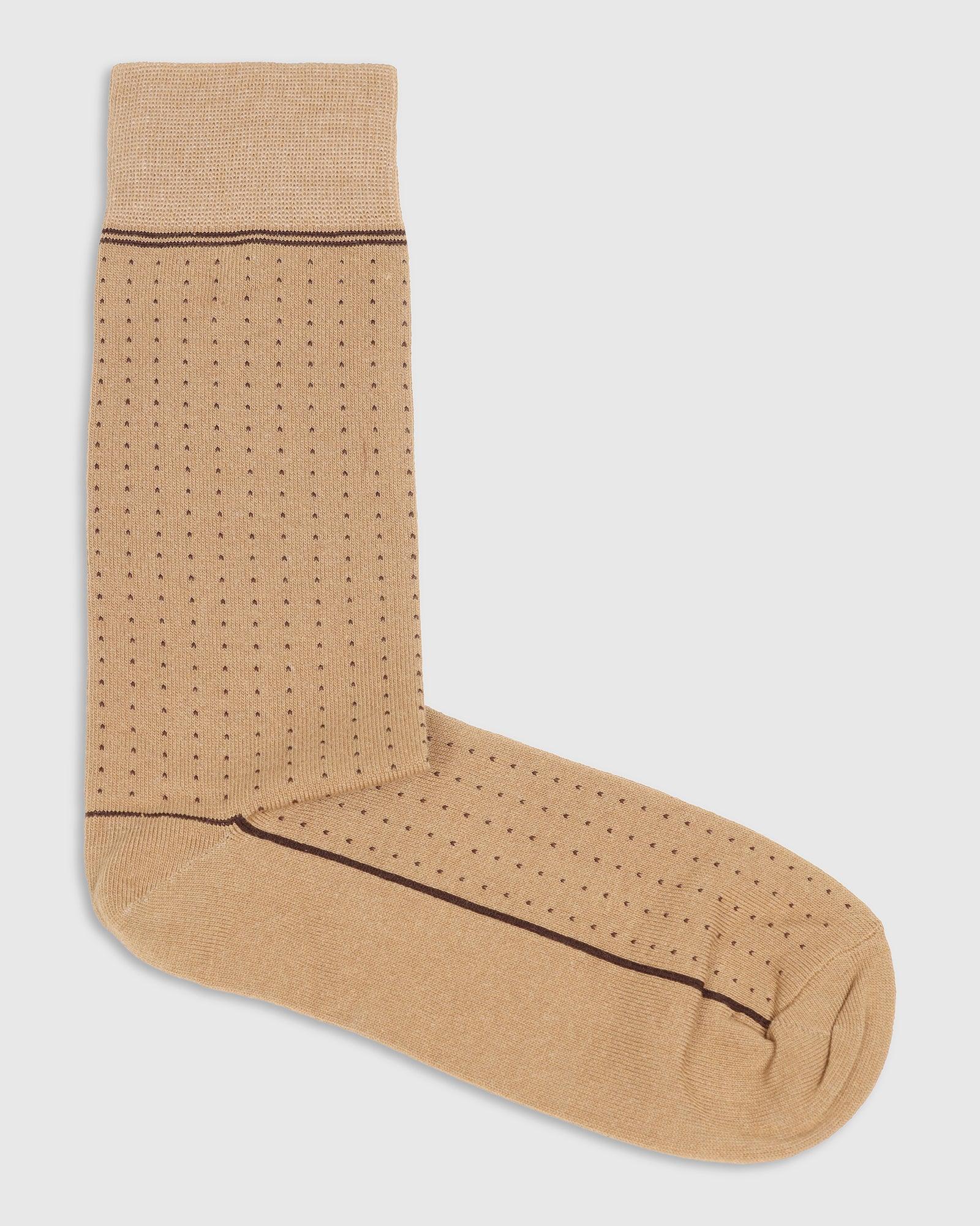 Cotton Beige Knitted Socks - Star - Image 3