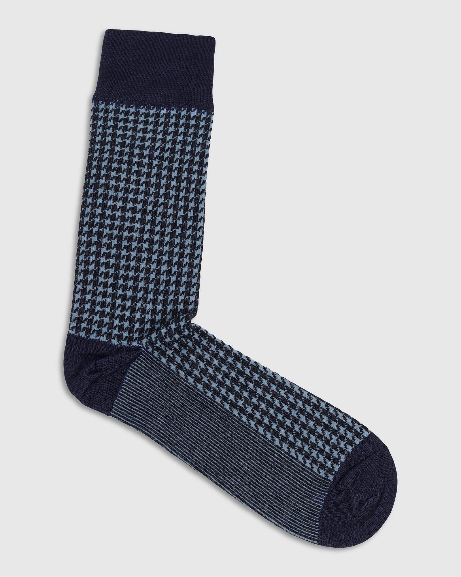 Cotton Blue Knitted Socks - Tesla - Image 4