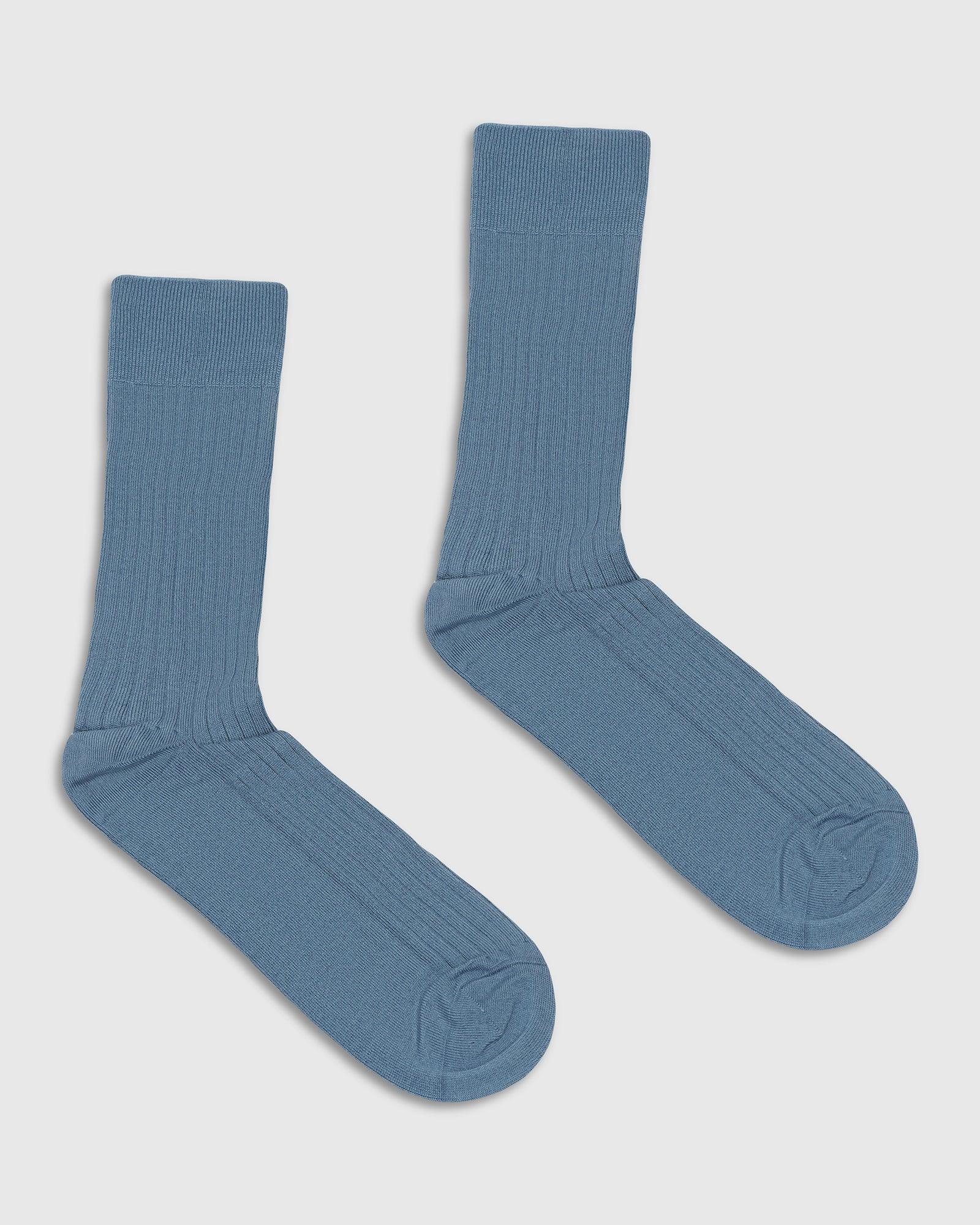 Cotton Blue Knitted Socks - Thai - Image 3