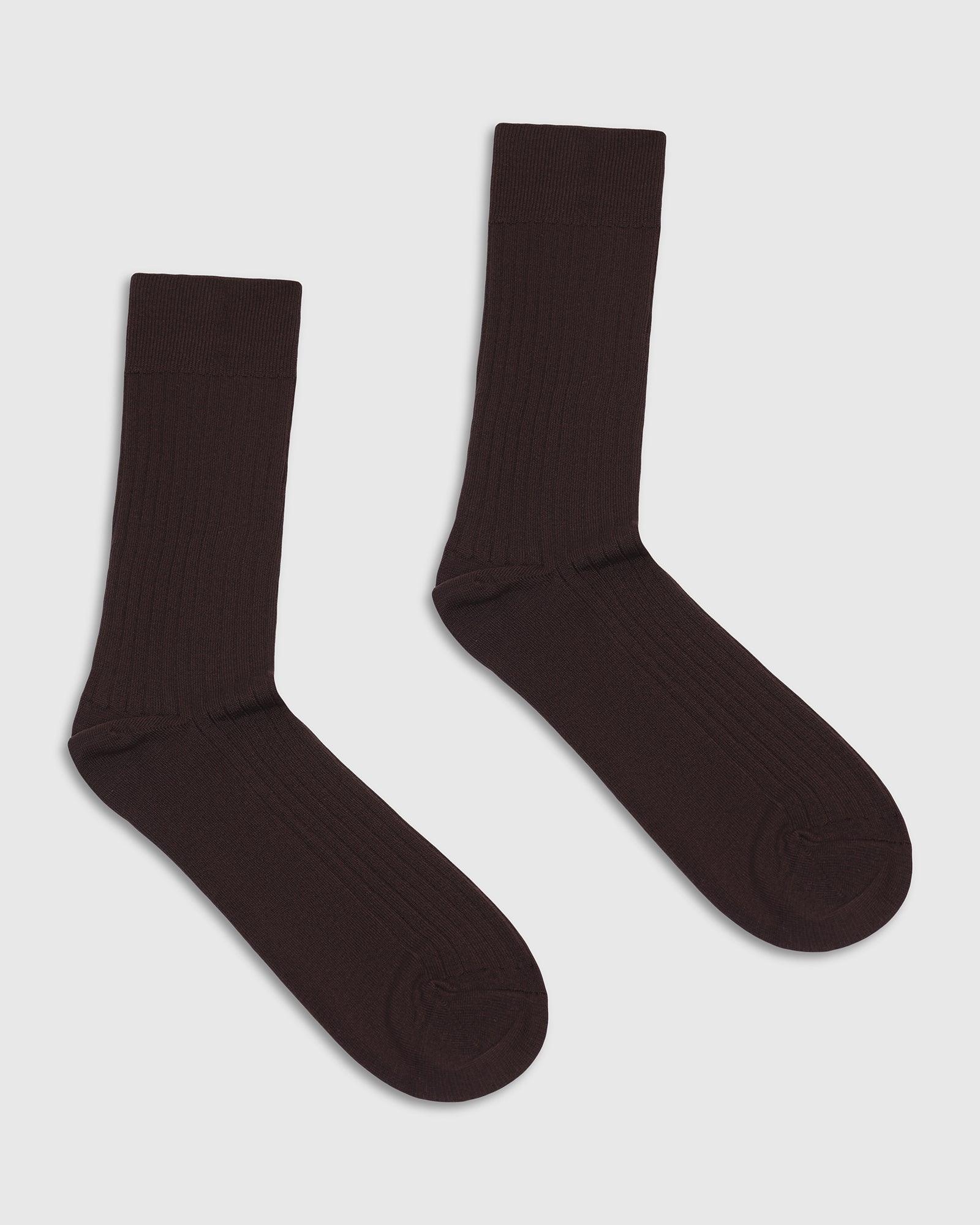 Cotton Chocolate Brown Knitted Socks - Thai - Image 3