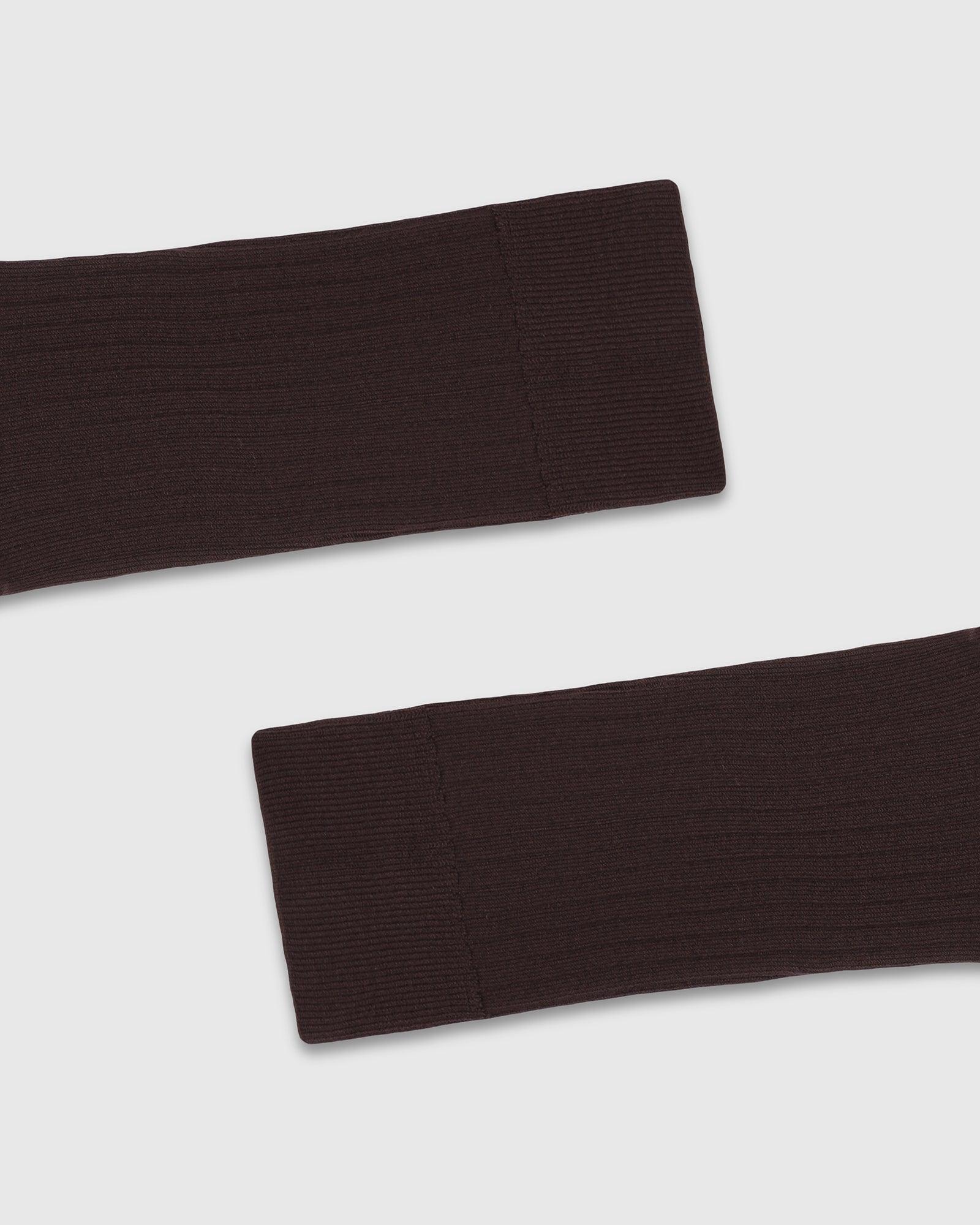 Cotton Chocolate Brown Knitted Socks - Thai - Image 5
