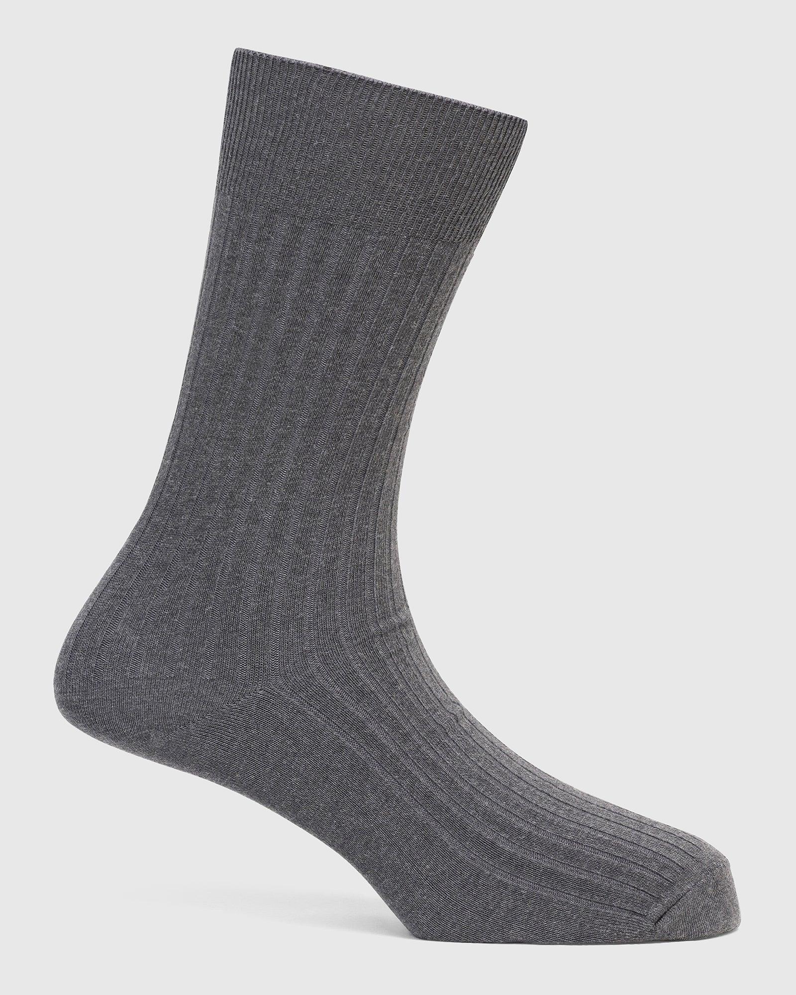 Cotton Dark Grey Knitted Socks - Thai - Image 2