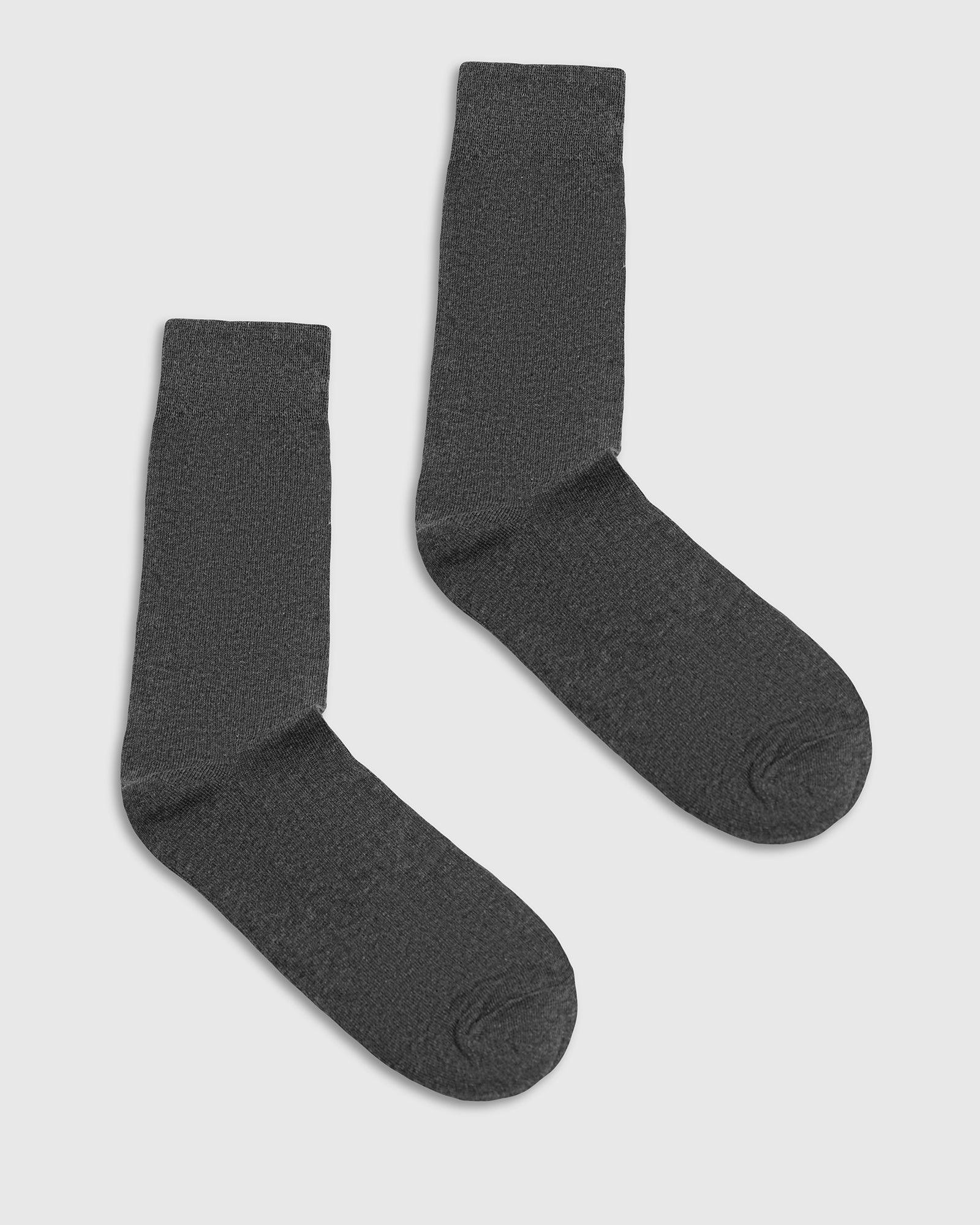 Cotton Dark Grey Knitted Socks - Turkey - Image 3