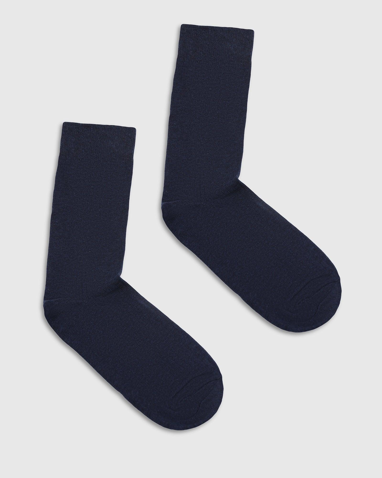 Cotton Dark Navy Knitted Socks - Turkey - Image 3