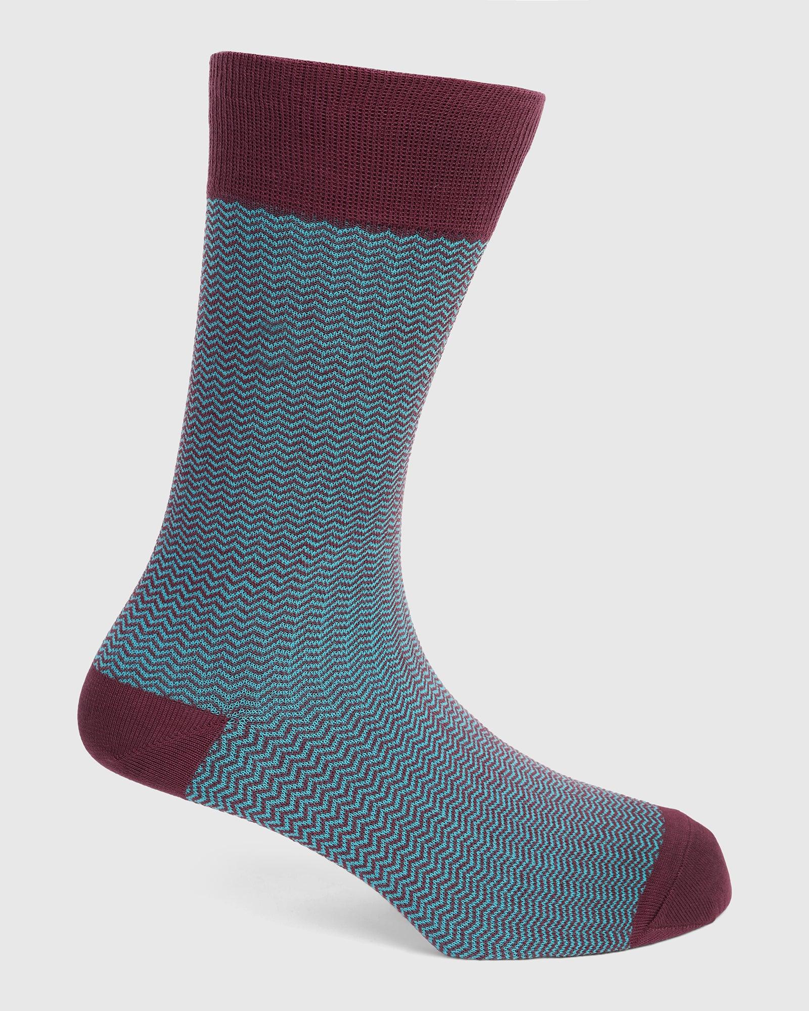 Cotton Dark Wine Knitted Socks - Tusken - Image 2