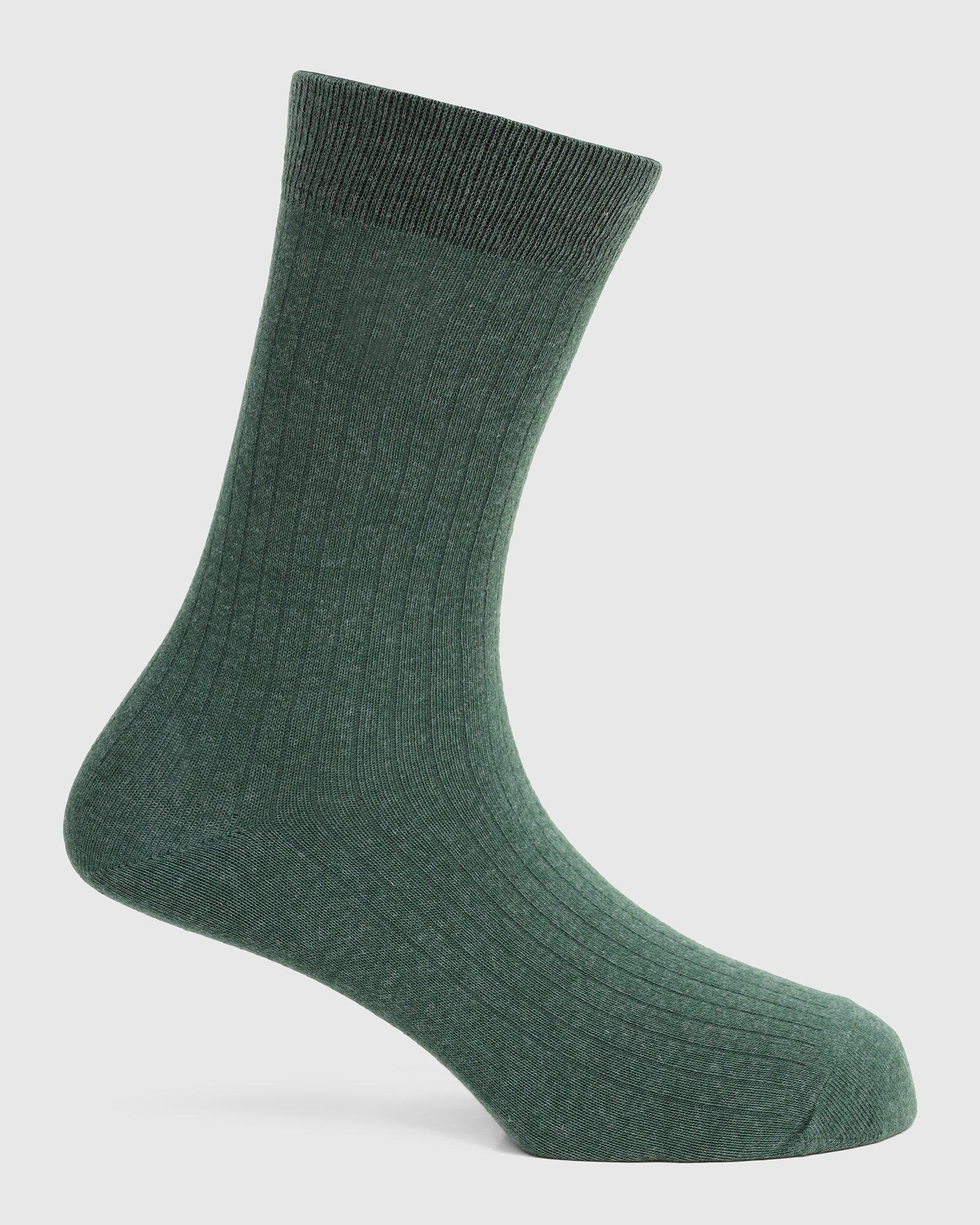 Cotton Forest Green Knitted Socks - Turkey - Image 2