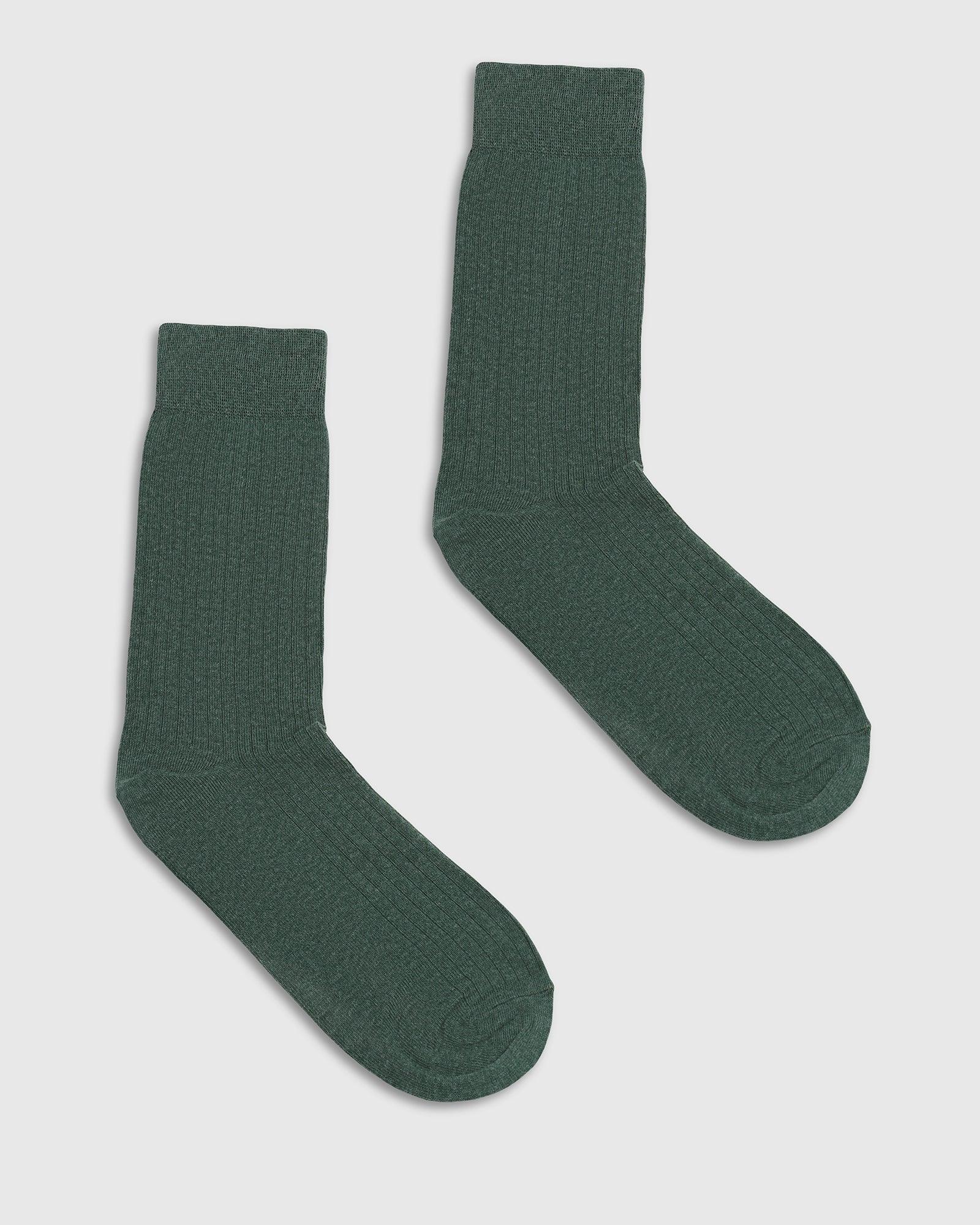 Cotton Forest Green Knitted Socks - Turkey - Image 3