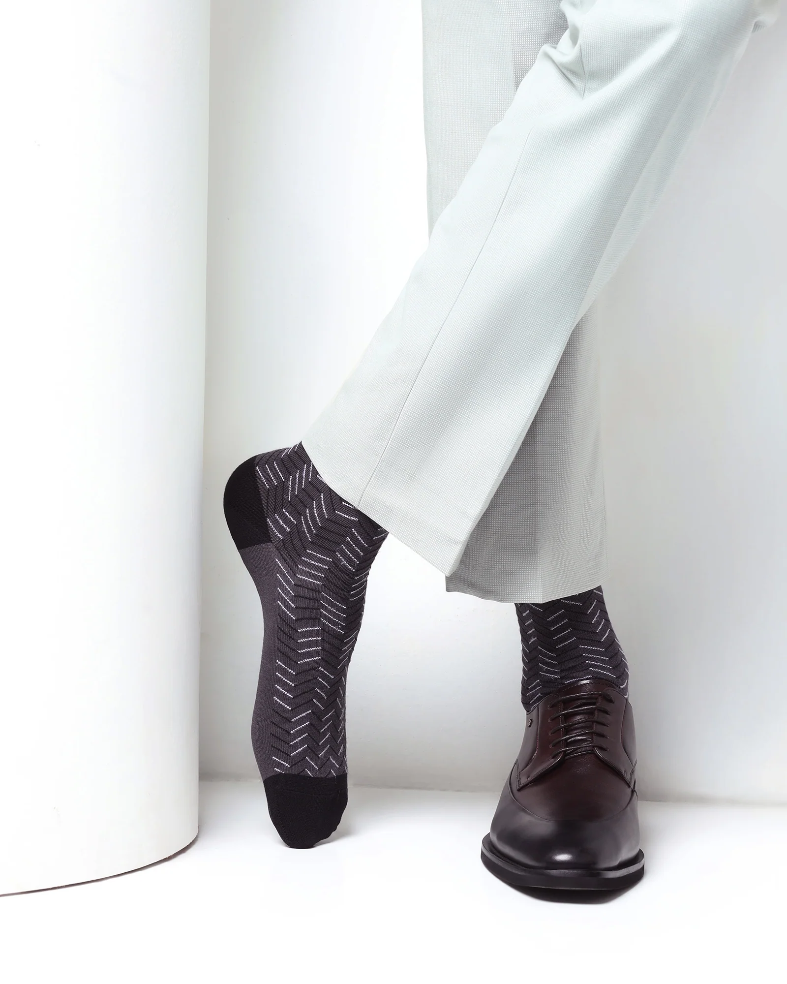 Cotton Grey Knitted Socks - Varya