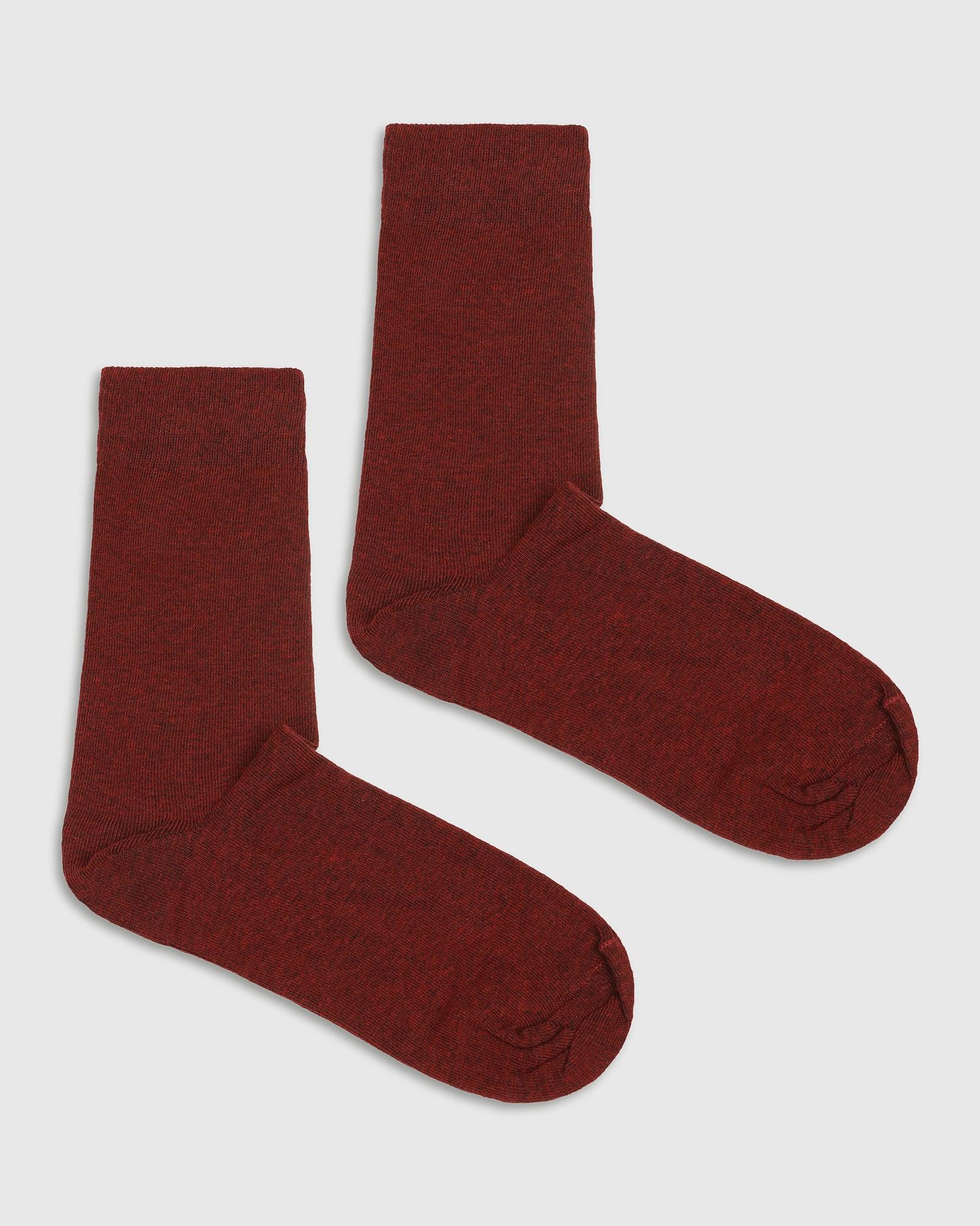 Cotton Maroon Knitted Socks - Samu - Image 2