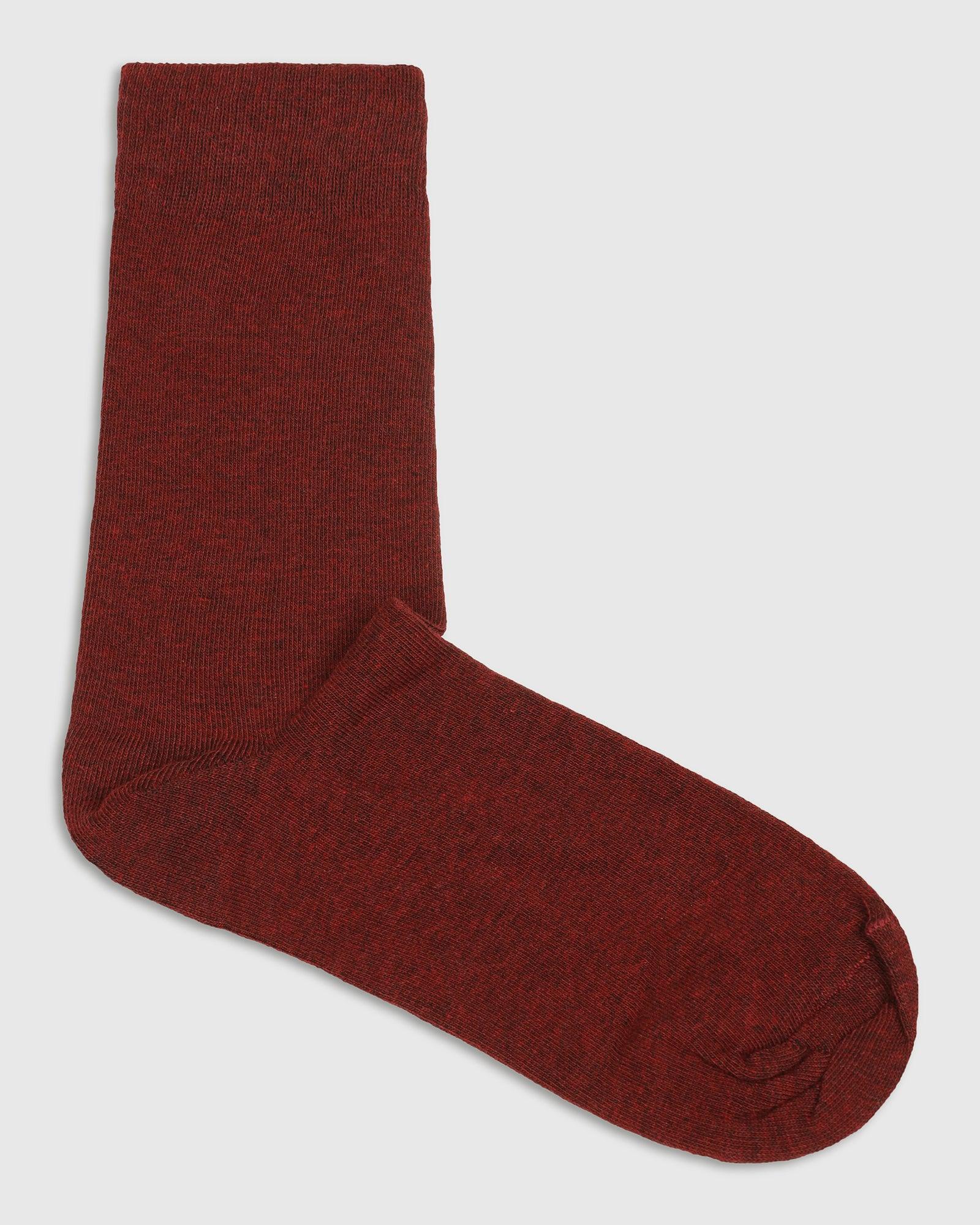 Cotton Maroon Knitted Socks - Samu - Image 3