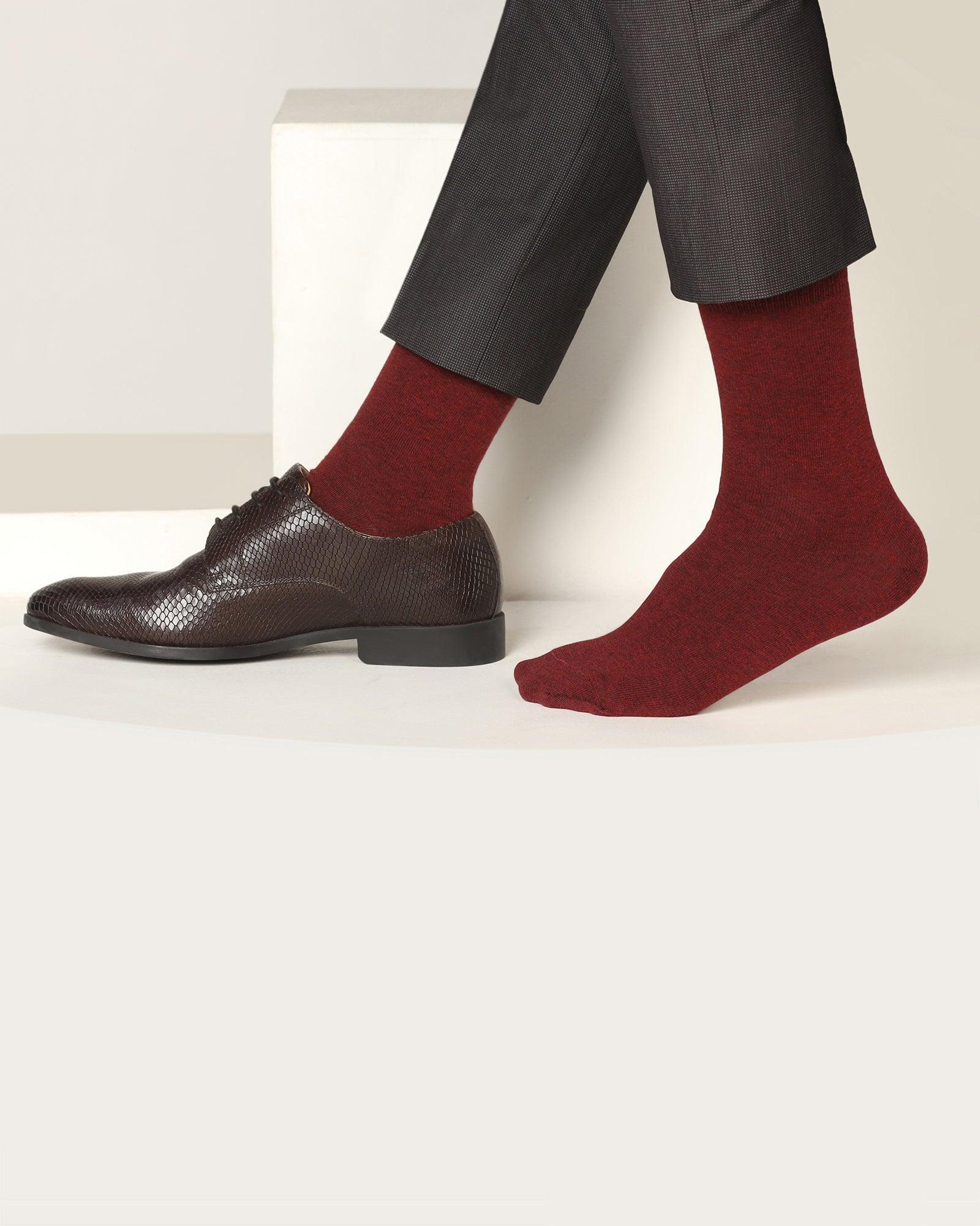 Cotton Maroon Knitted Socks - Samu - Image 5