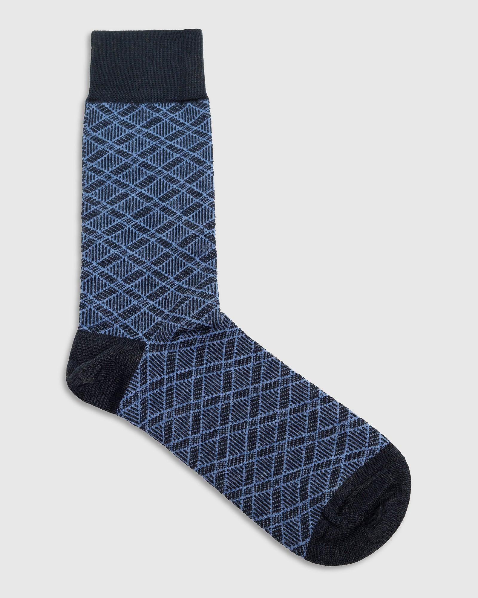 Cotton Navy Knitted Socks - Saffron - Image 3