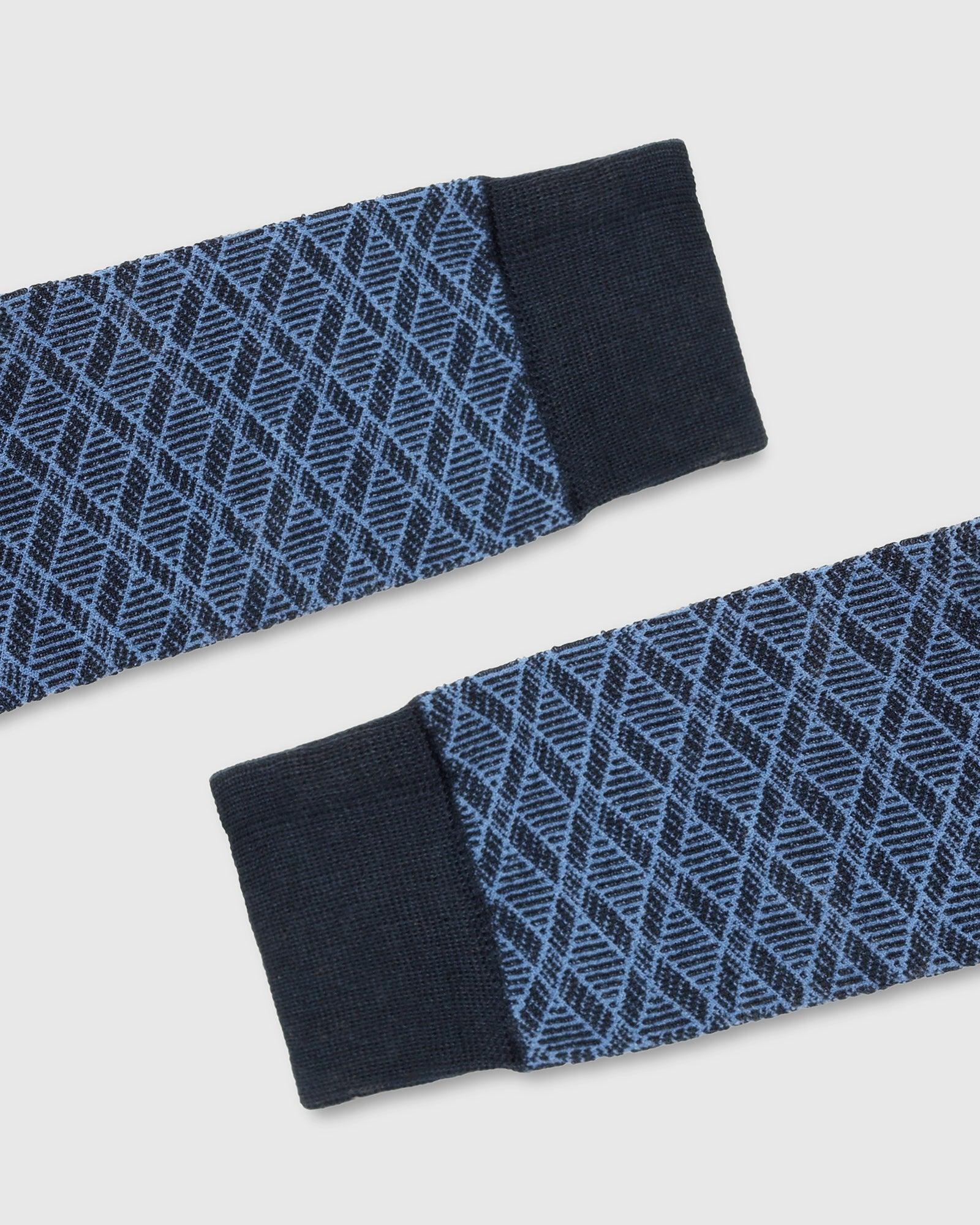 Cotton Navy Knitted Socks - Saffron - Image 4