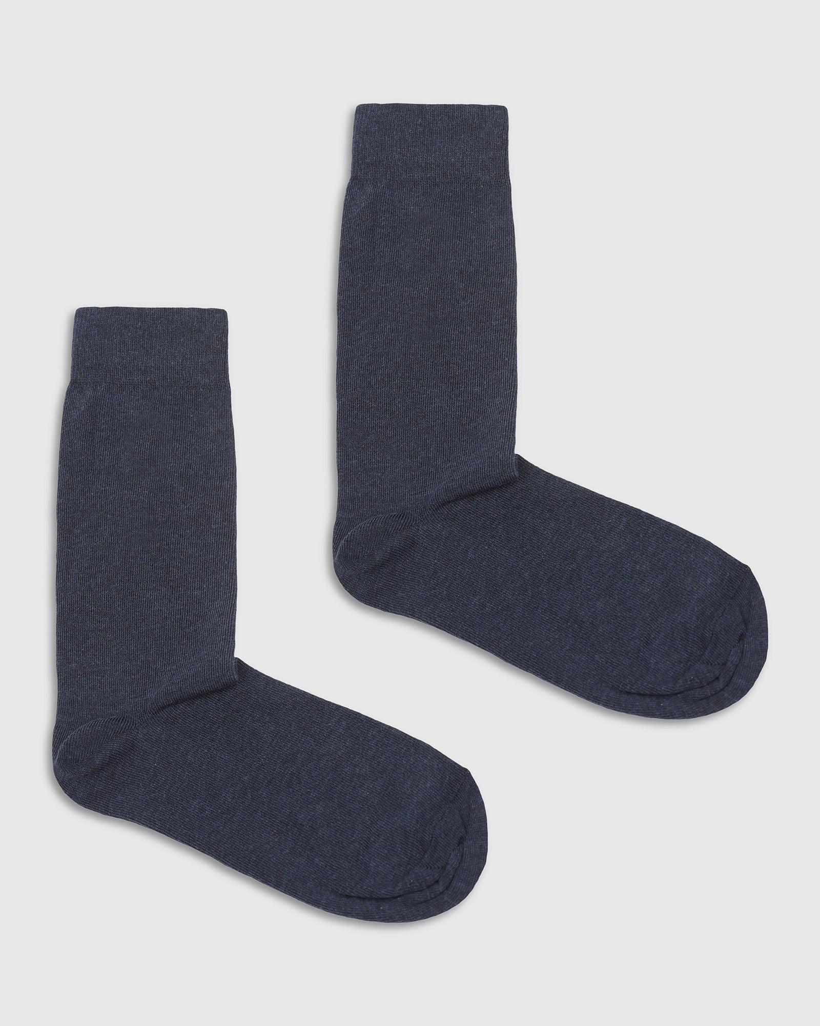 Cotton Navy Knitted Socks - Samu - Image 2