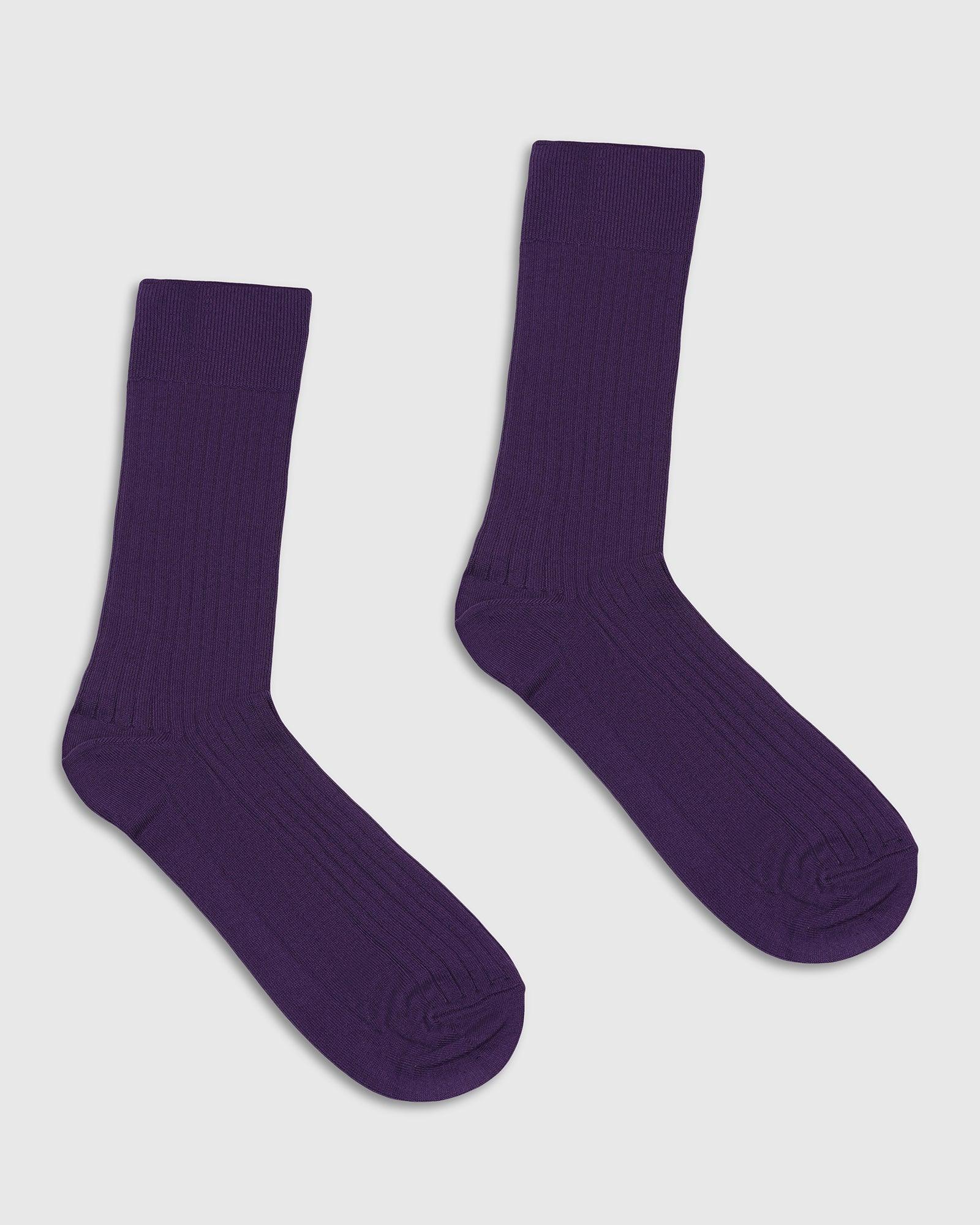 Cotton Purple Knitted Socks - Thai - Image 3