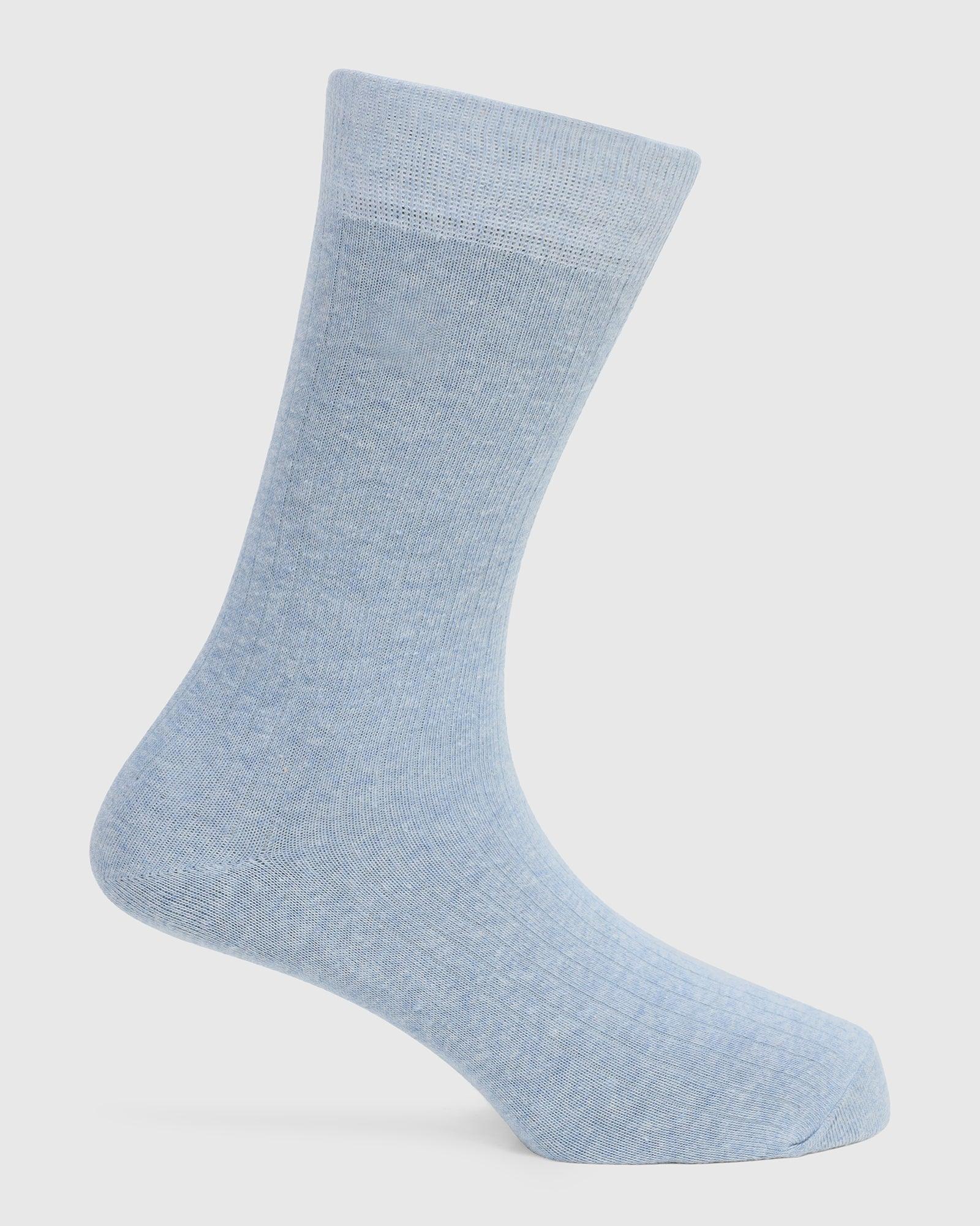 Cotton Shadow Blue Knitted Socks - Turkey - Image 2
