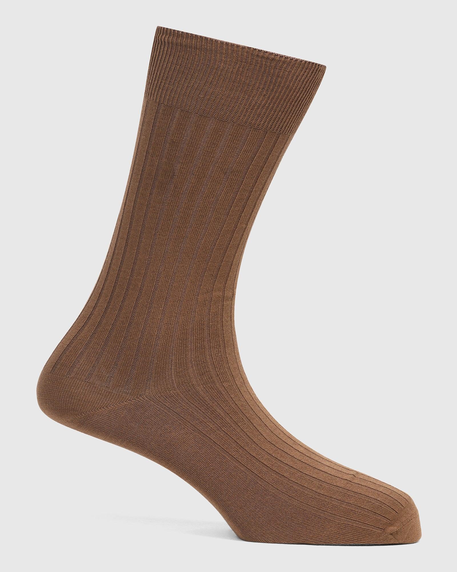 Cotton Tobacco Brown Knitted Socks - Thai - Image 2