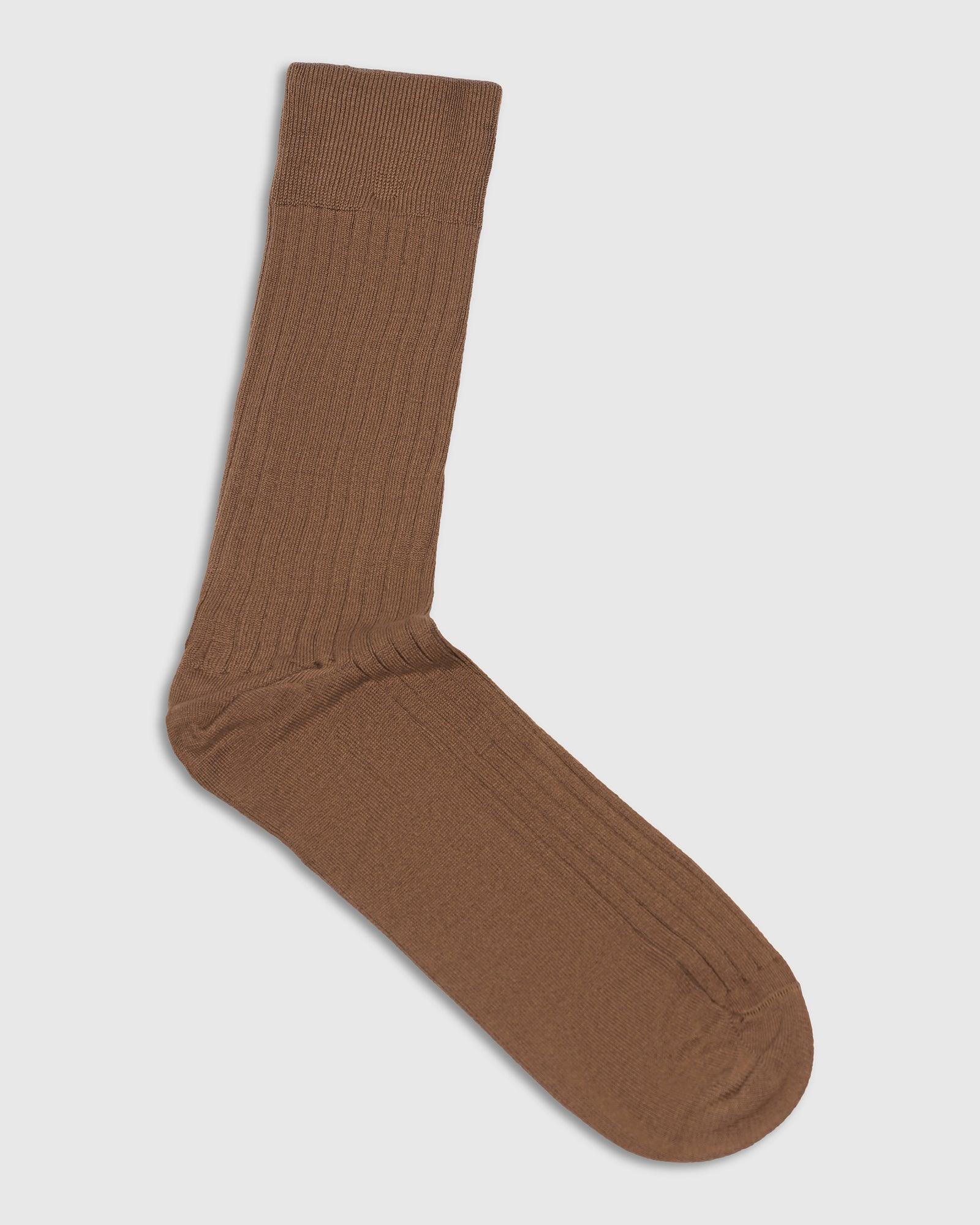 Cotton Tobacco Brown Knitted Socks - Thai - Image 4