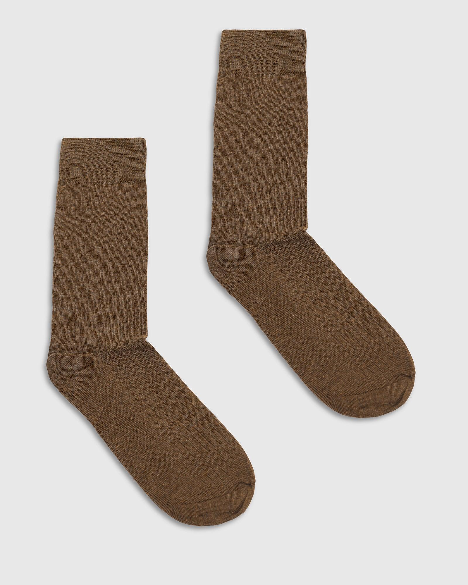 Cotton Tobacco Brown Knitted Socks - Turkey - Image 3