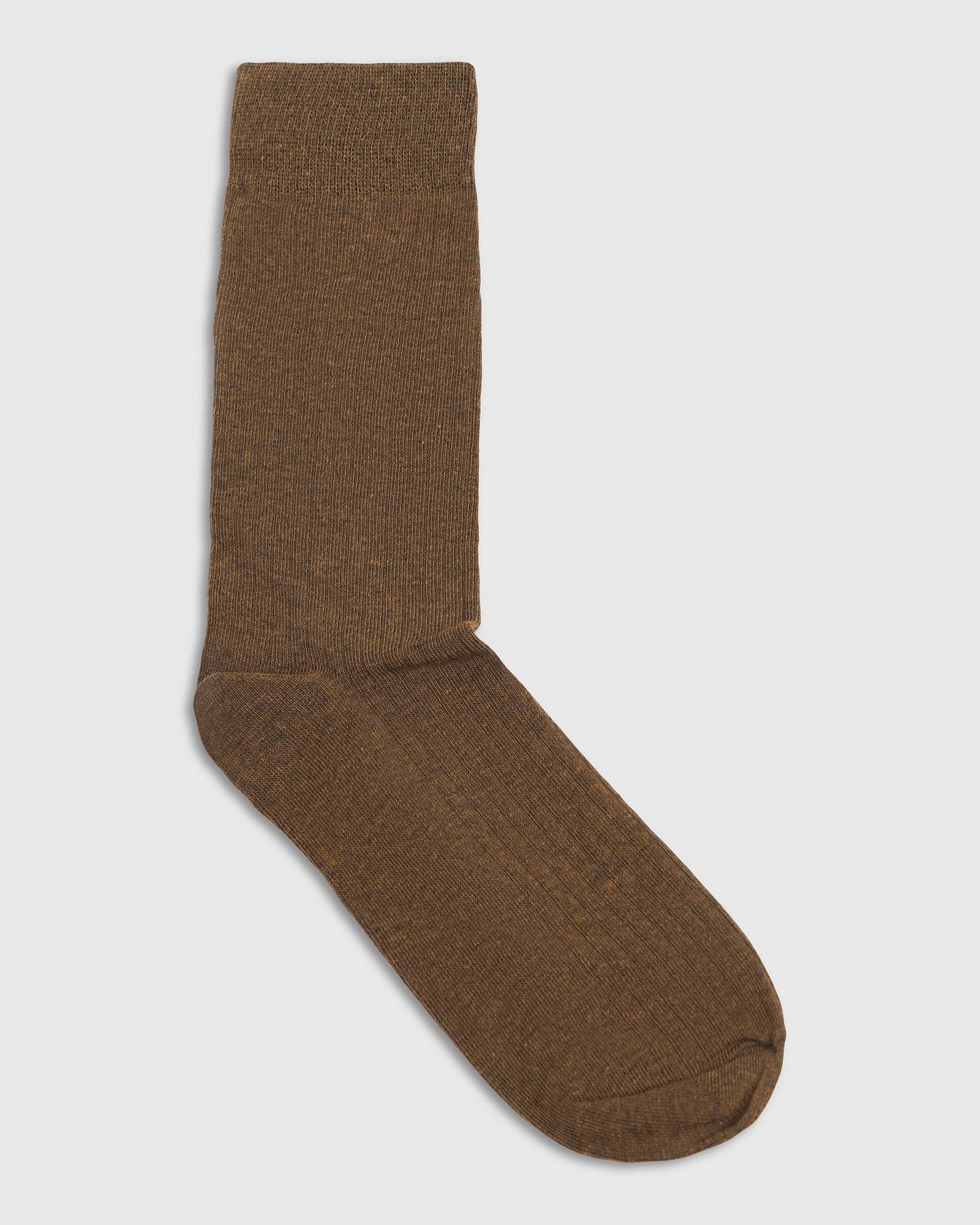 Cotton Tobacco Brown Knitted Socks - Turkey - Image 4