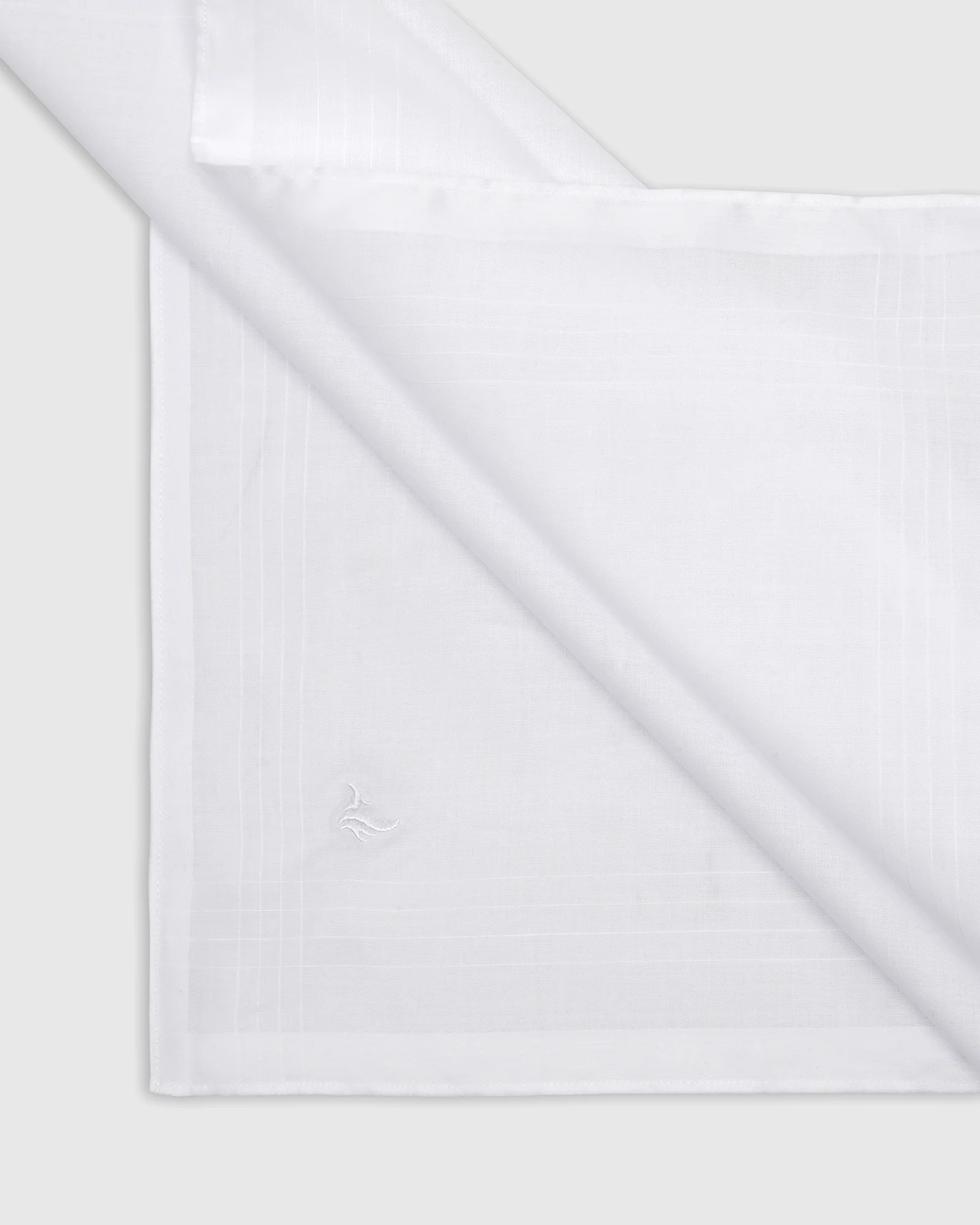 Cotton White Check Handkerchief - Voy - Image 3