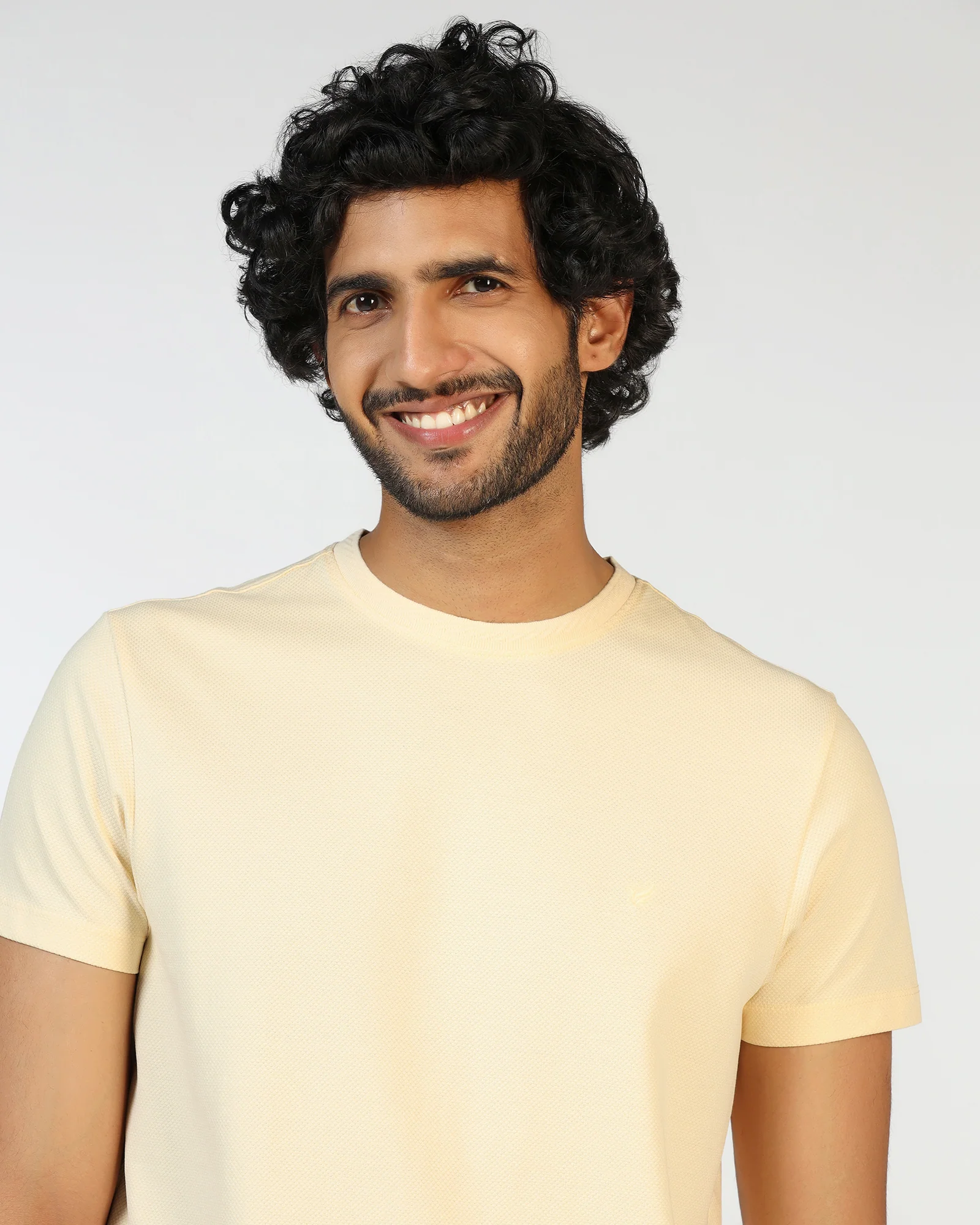 Cream Crew Neck Textured T-Shirt - Hexa - Image 4