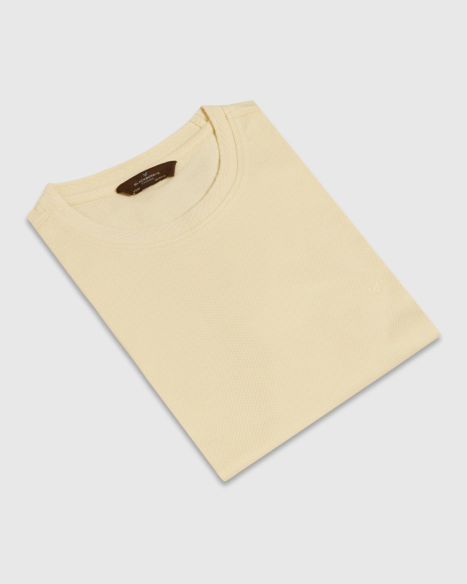 Cream Crew Neck Textured T-Shirt - Hexa - Image 5