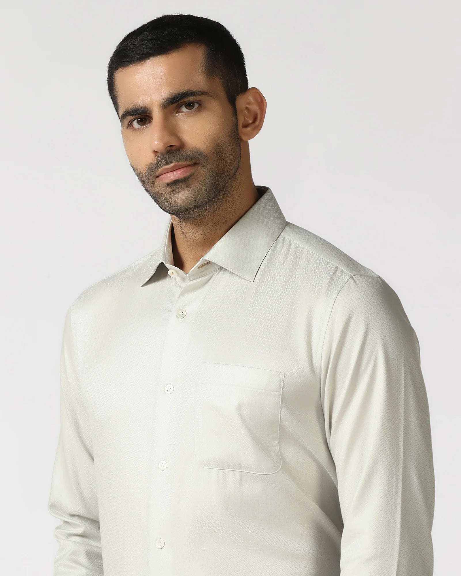 Cream Luxe Jacquard Shirt - Mirror - Image 4