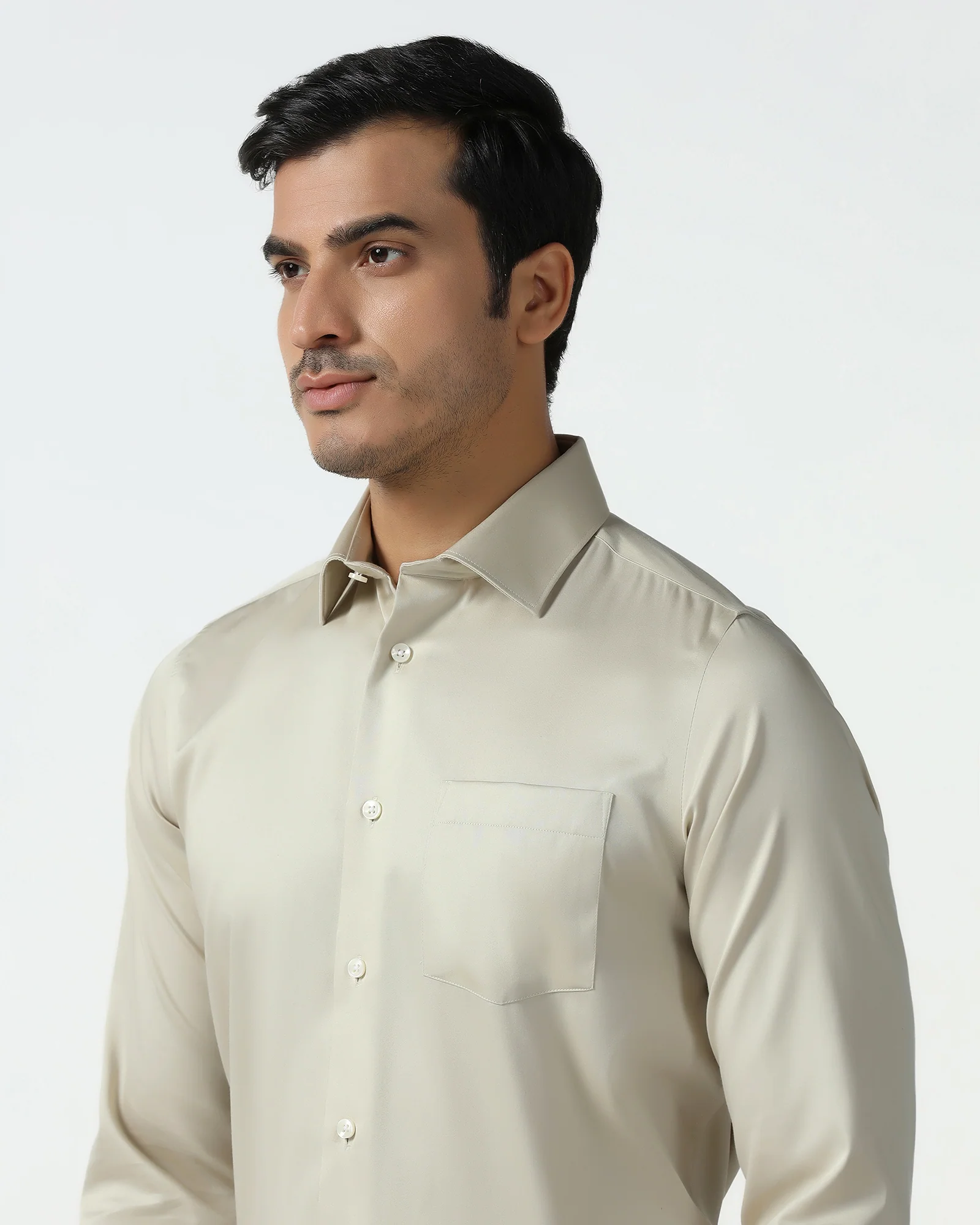 Cream Unwrinkle Solid Shirt - Sylvia - Image 4