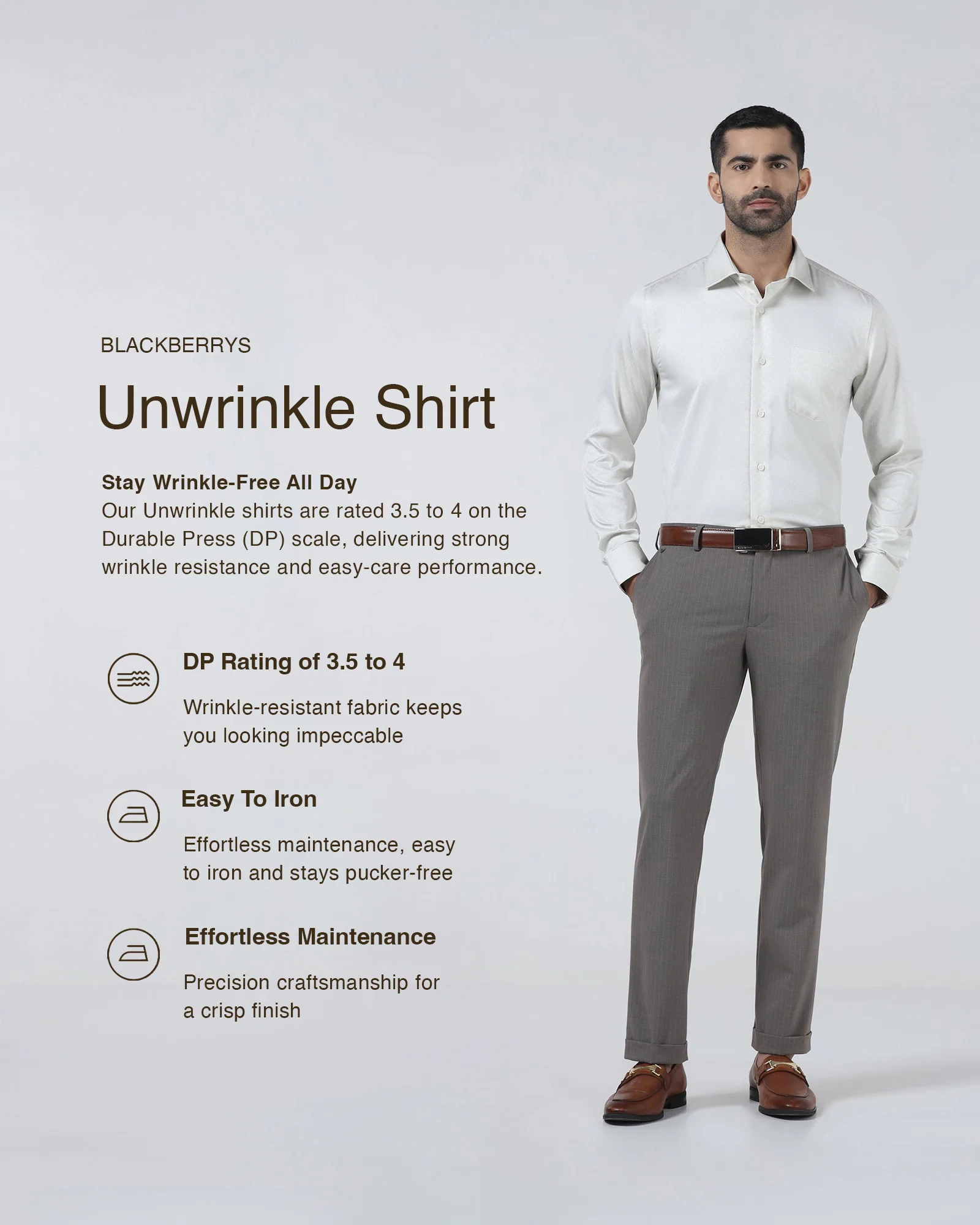 Cream Unwrinkle Textured Shirt - Easton - Image 3