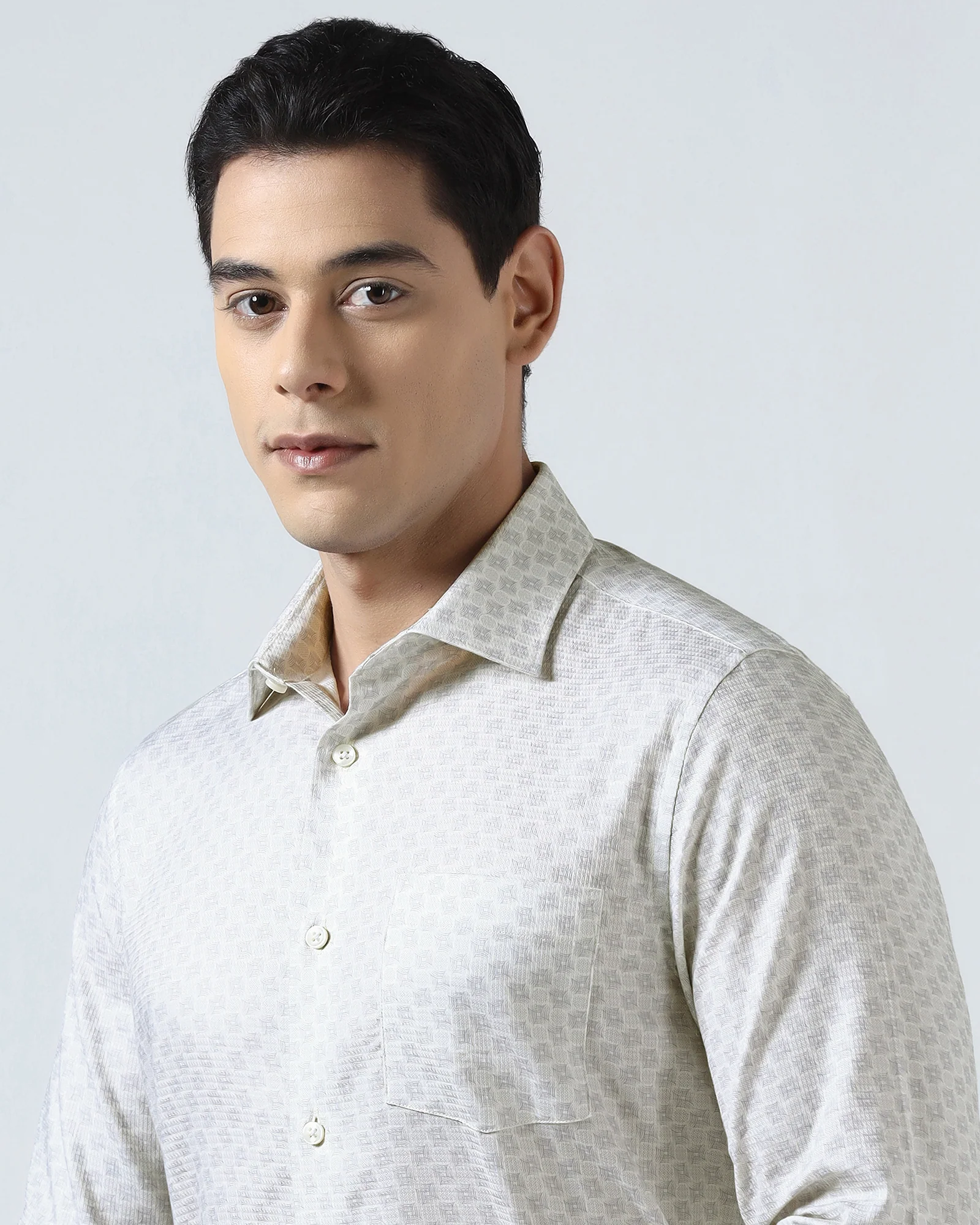 Cream Printed Shirt - Dunzo - Image 4