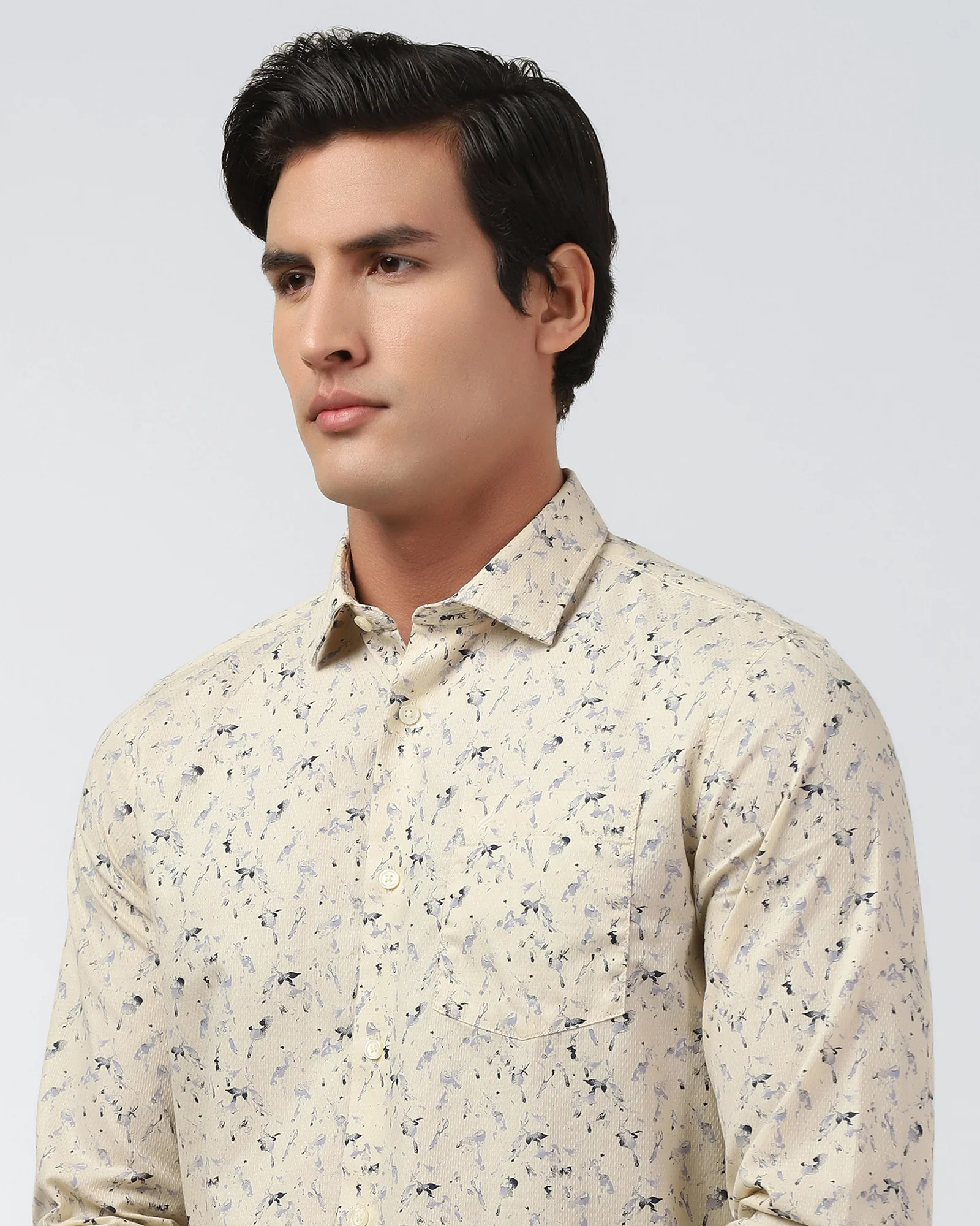 Cream Printed Shirt - Kiva - Image 4