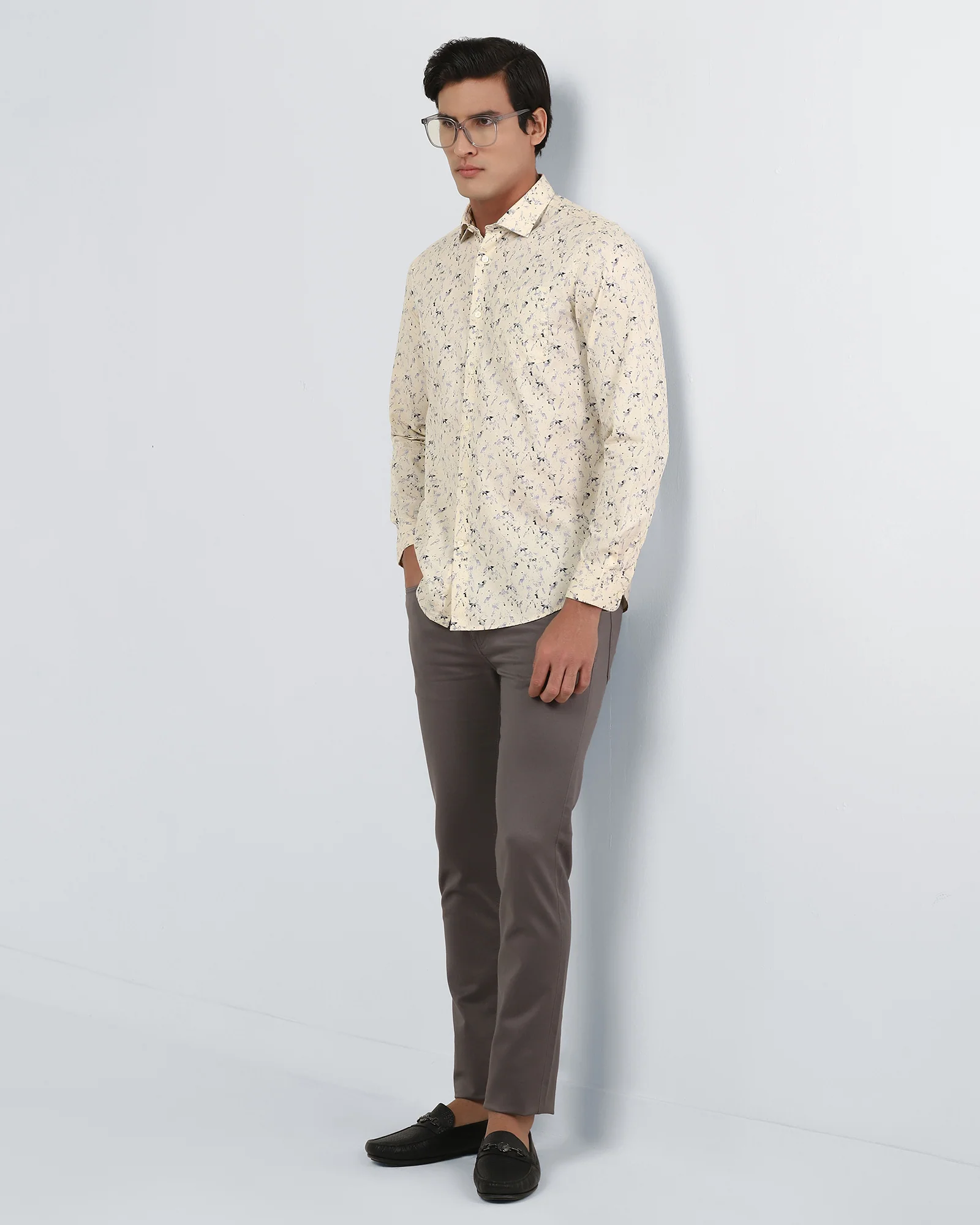 Cream Printed Shirt - Kiva - Image 7