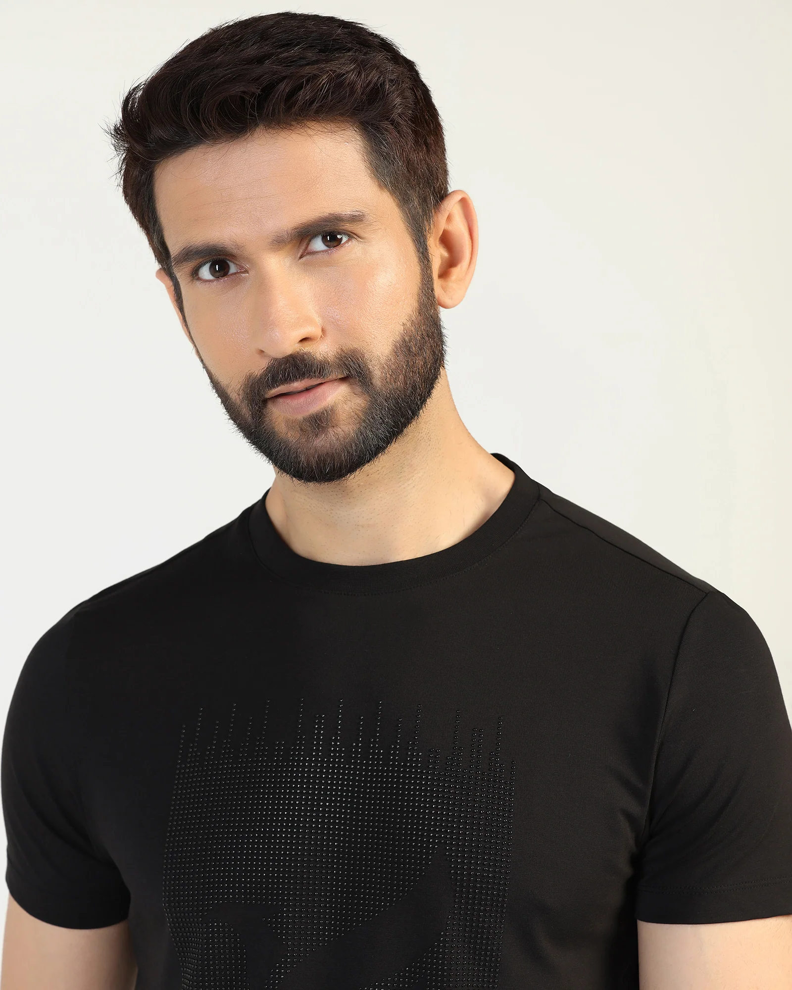 Crew Neck Black Printed T-Shirt - Badger - Image 4